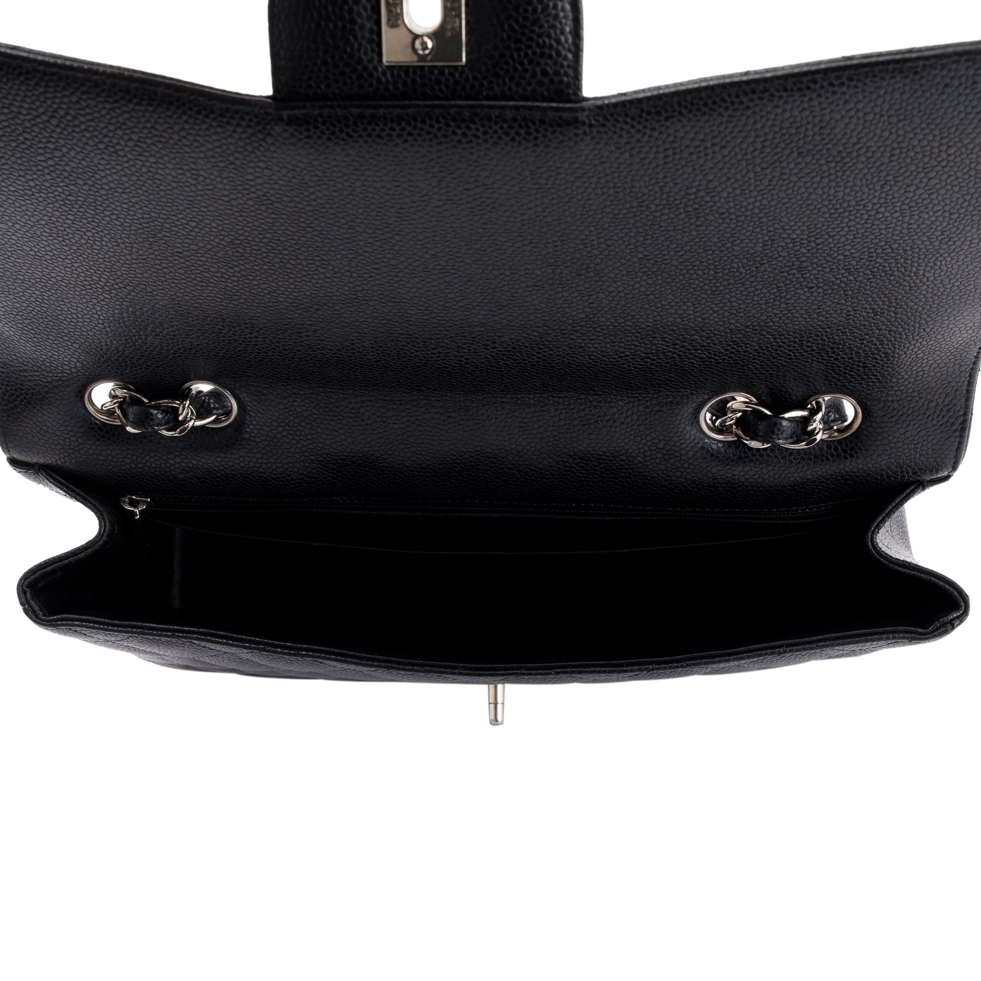 Chanel Black Caviar Classic Jumbo Single Flap Bag w/ Authenticity Card