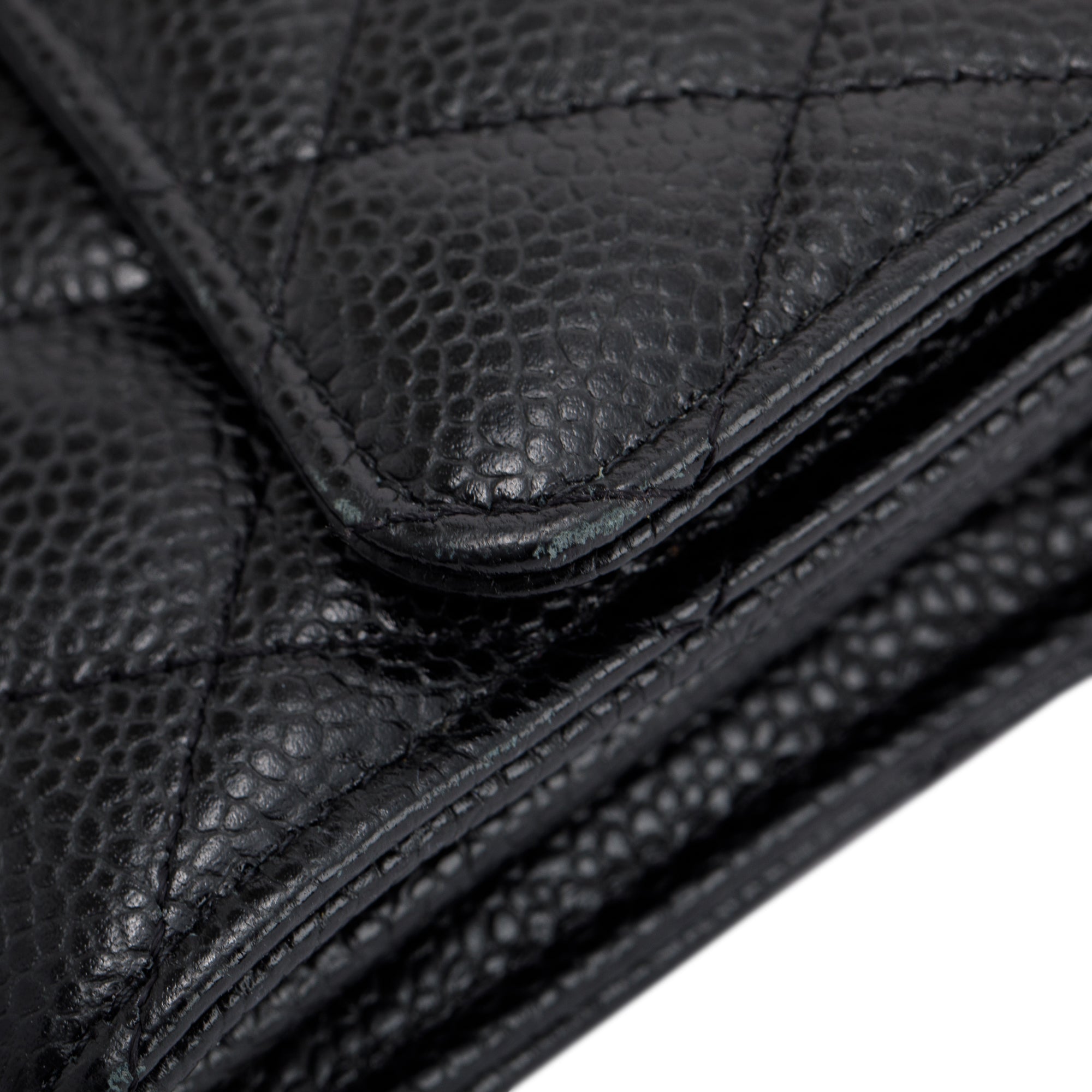 Chanel Black Caviar Classic Long Flap Wallet