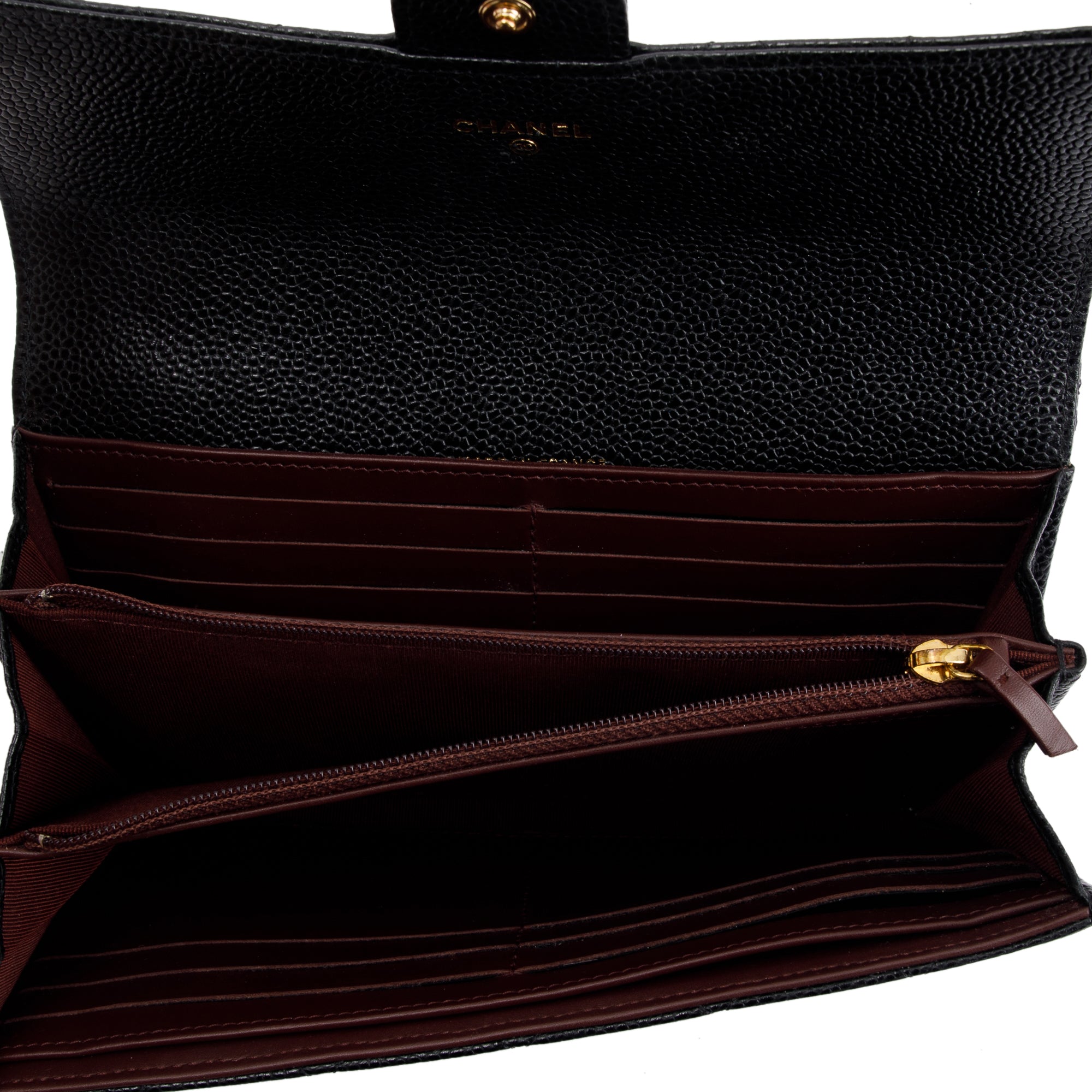 Chanel Black Caviar Classic Long Flap Wallet
