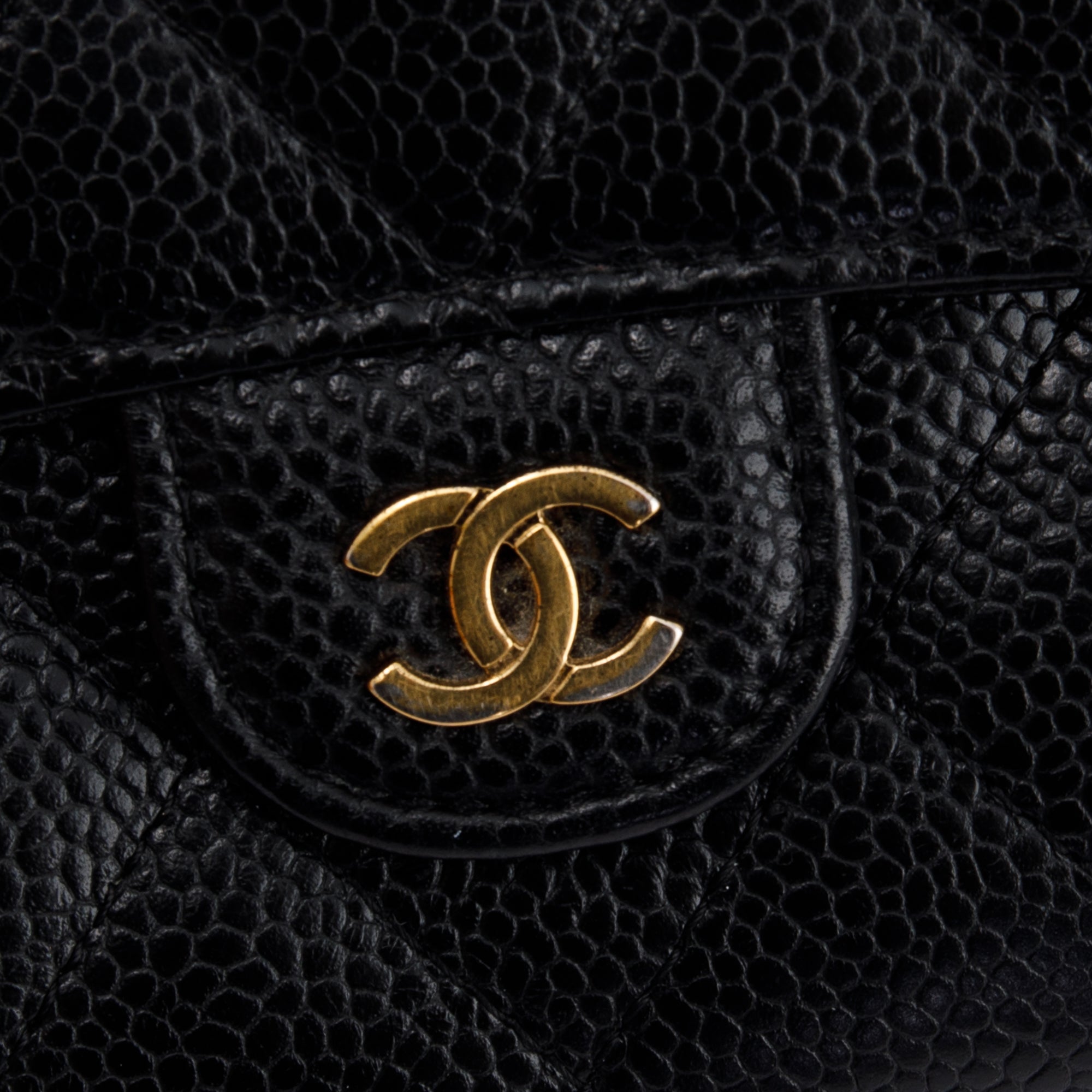 Chanel Black Caviar Classic Long Flap Wallet w/ Box, Authenticity Card & Receipt