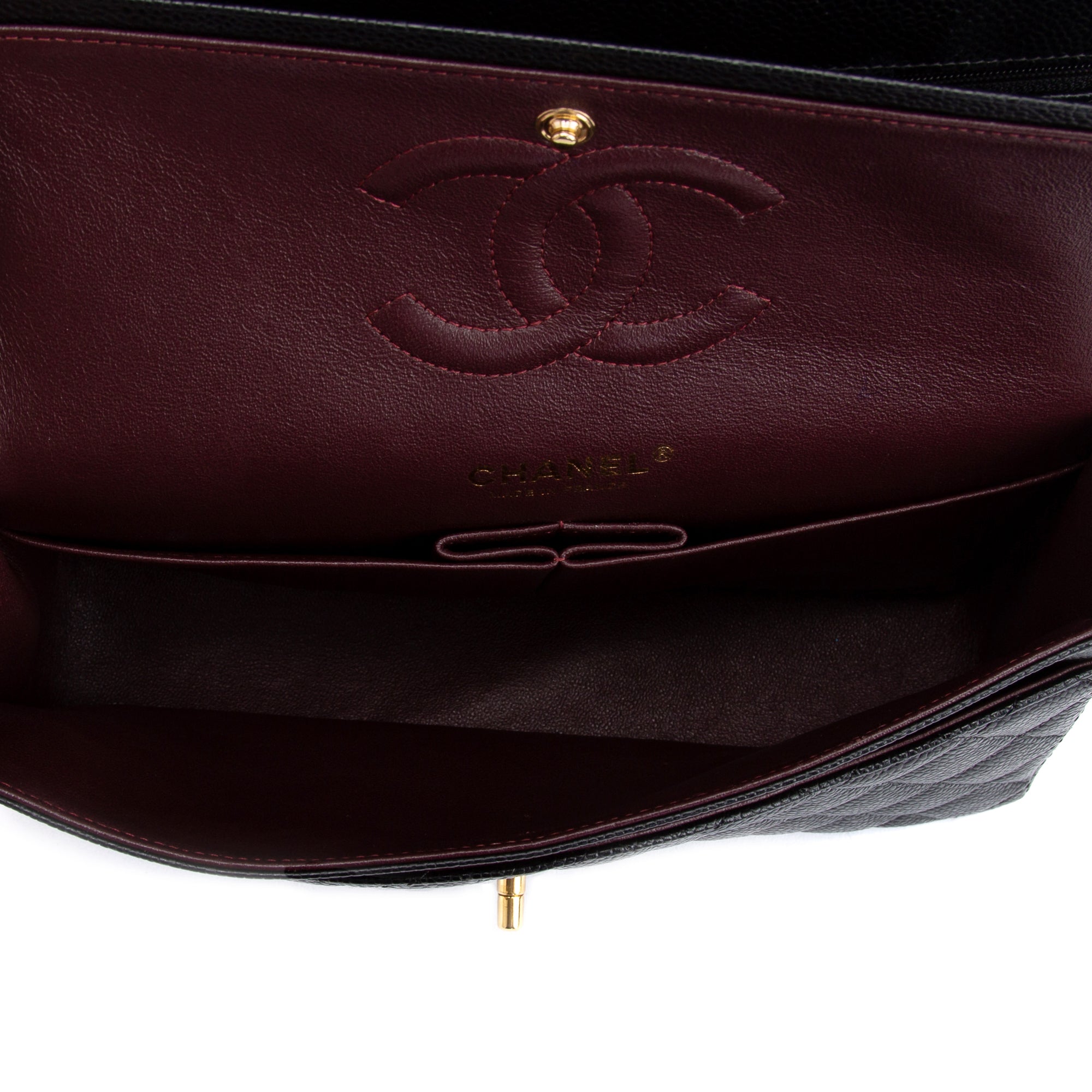 Chanel Black Caviar Classic Medium Double Flap Bag w/ Box