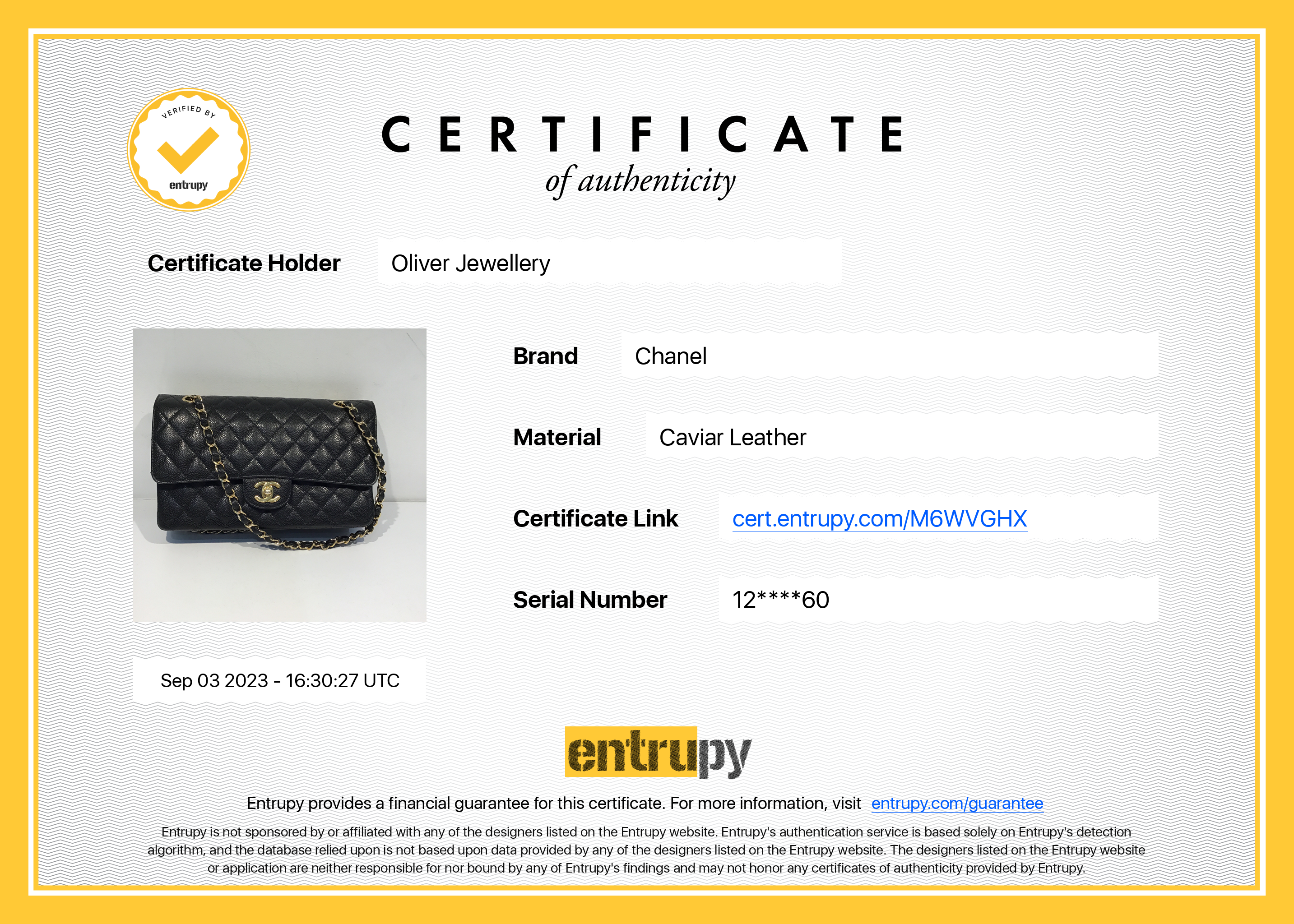 Chanel Black Caviar Classic Medium Double Flap Bag w/ Box & Authenticity Card