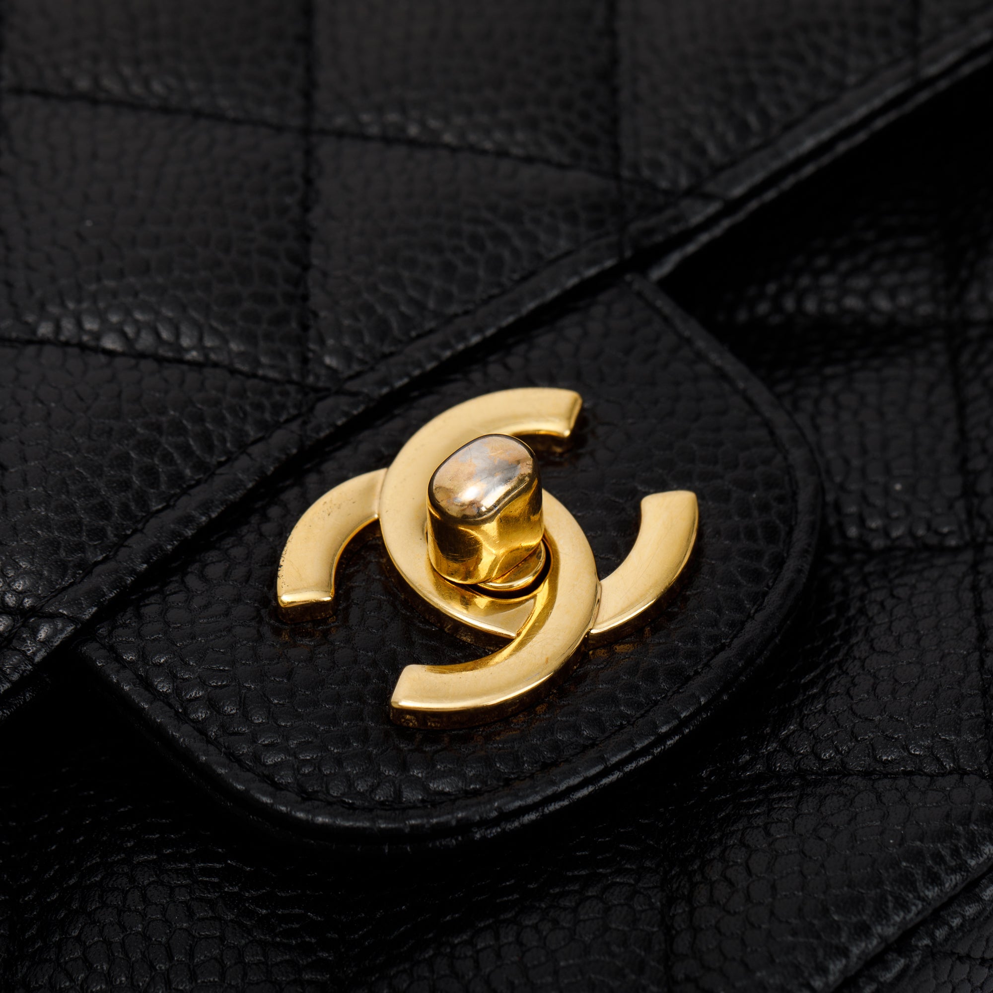 Chanel Black Caviar Classic Medium Double Flap Bag w/ Box & Authenticity Card