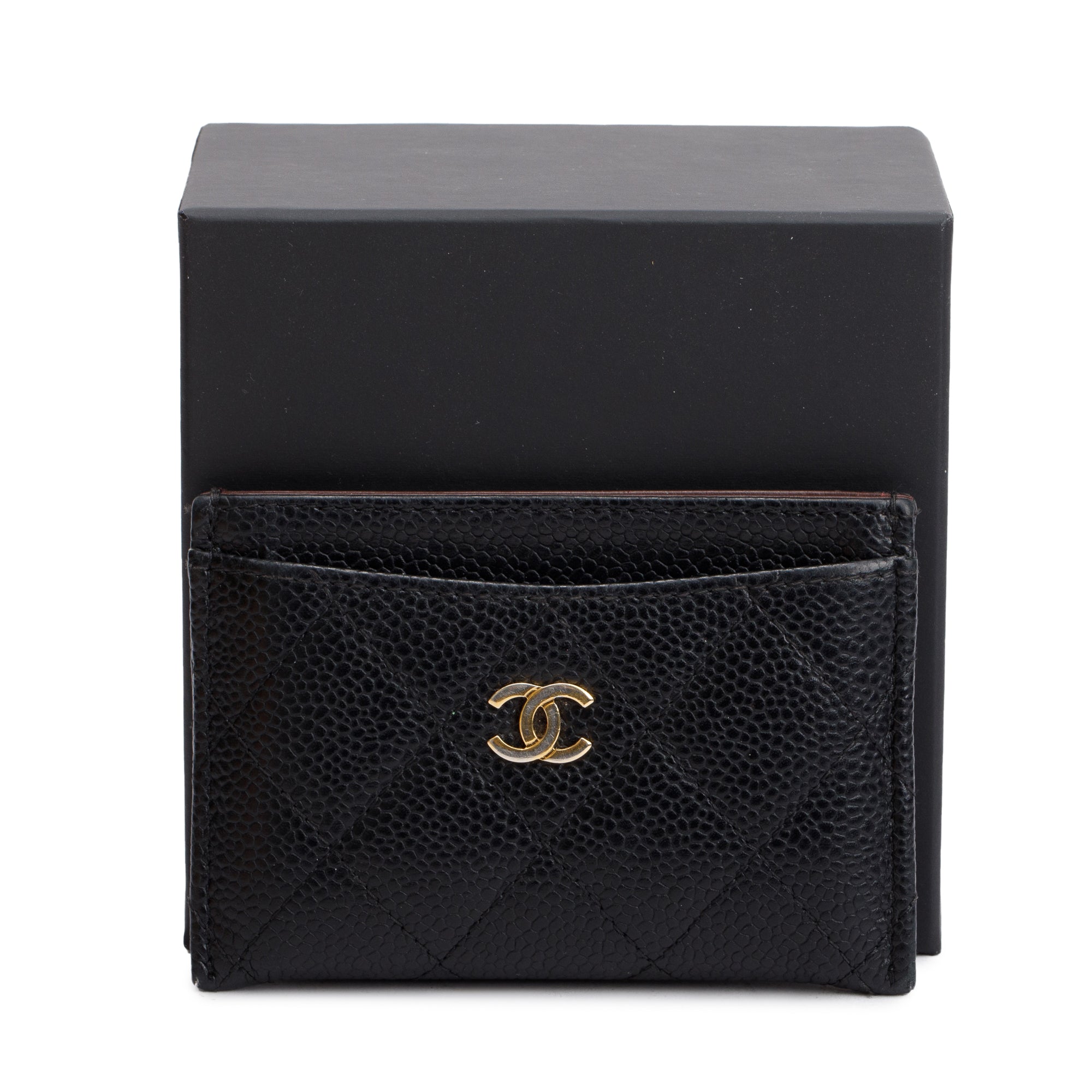 Chanel Black Caviar Leather Classic Card Holder w/ Box