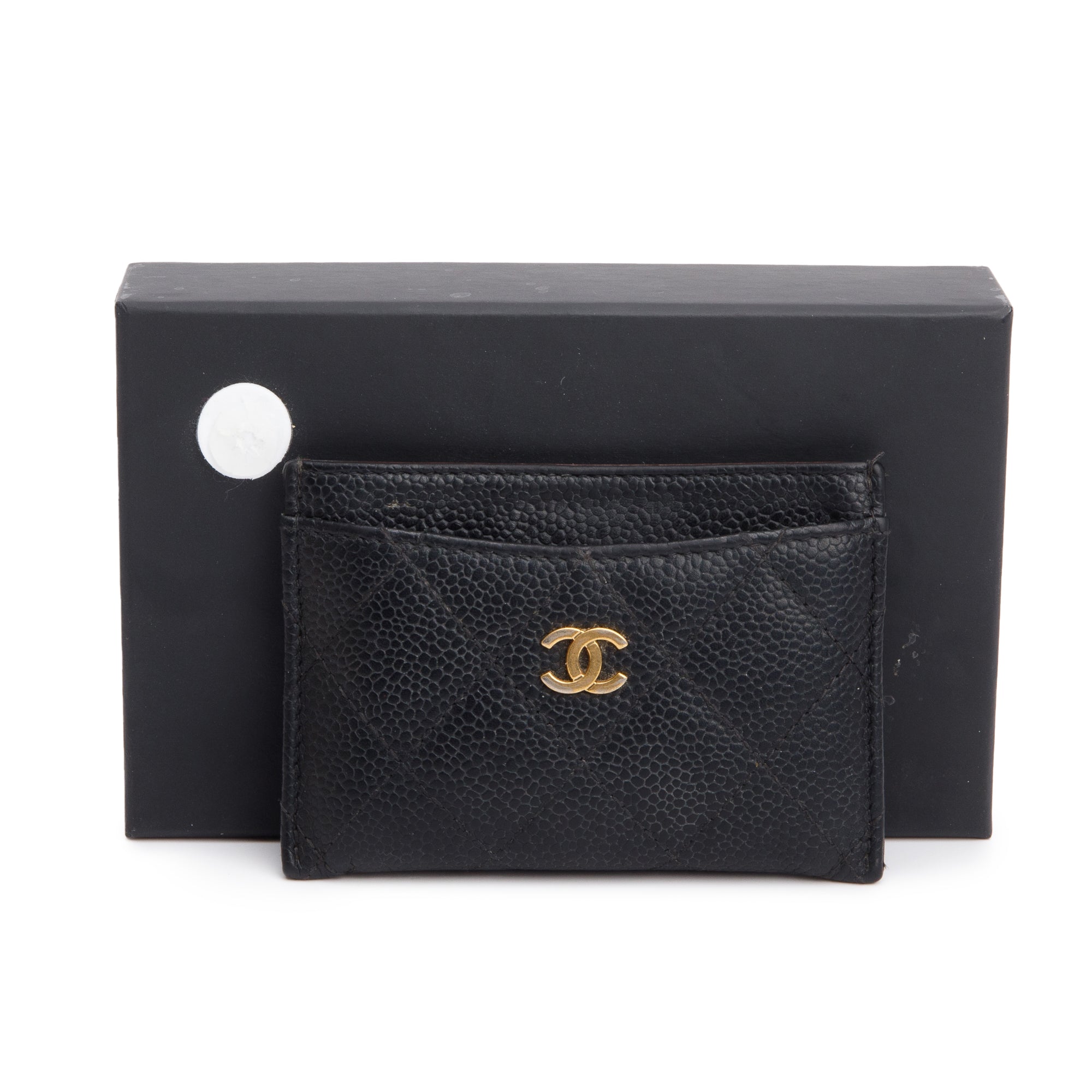 Chanel Black Caviar Leather Classic Card Holder w/ Box, Receipt & Authenticity Card