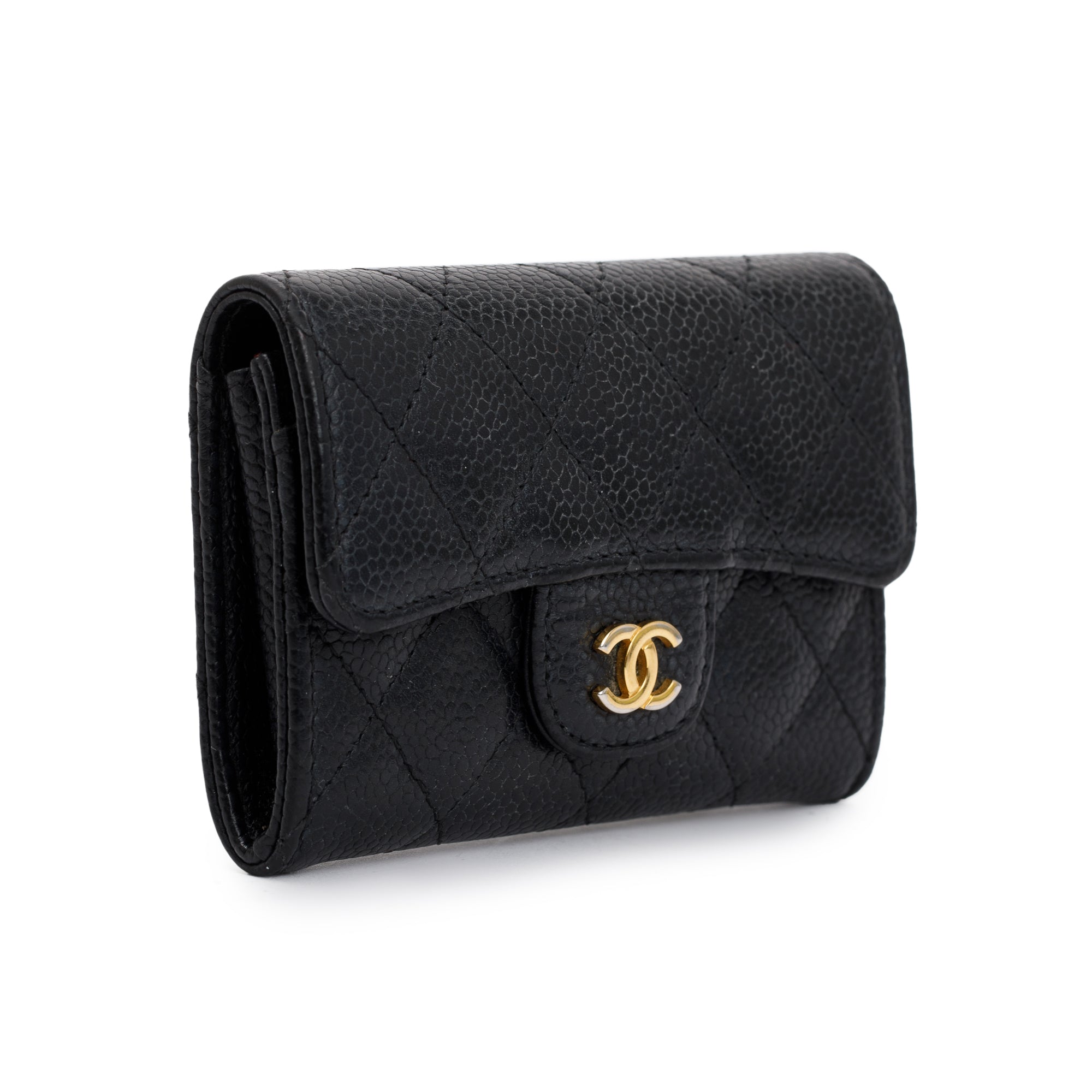Chanel Black Caviar Leather Classic Flap Card Holder w/ Box & Authenticity Card