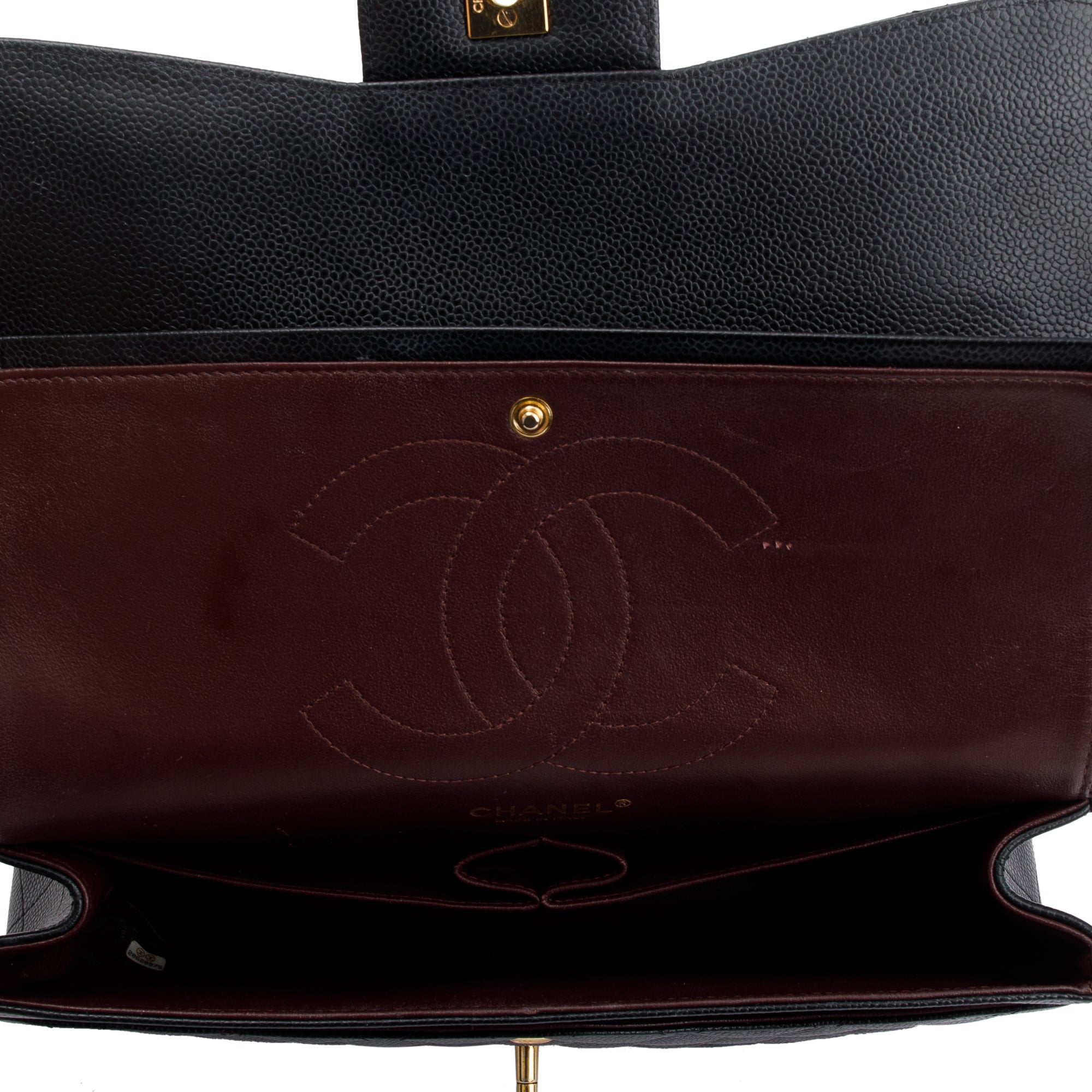 Chanel Black Caviar Leather Classic Jumbo Double Flap Bag w/ Box, Authenticity Card & Receipt