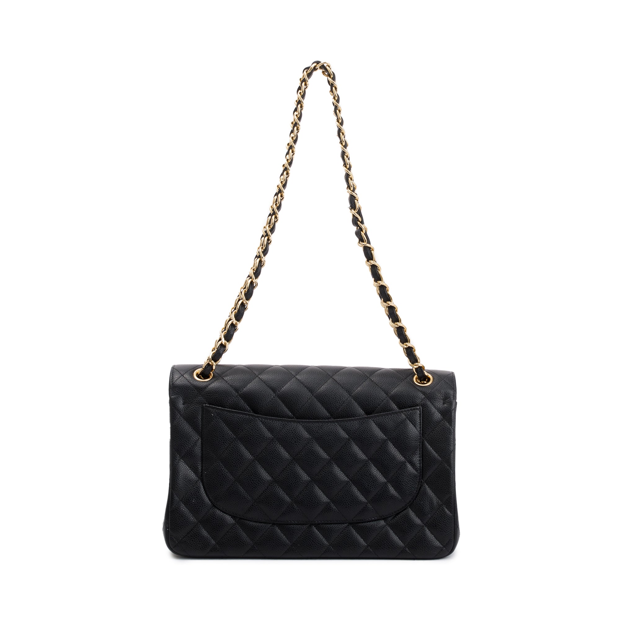 Chanel Black Caviar Leather Classic Jumbo Double Flap Bag w/ Box, Authenticity Card & Receipt