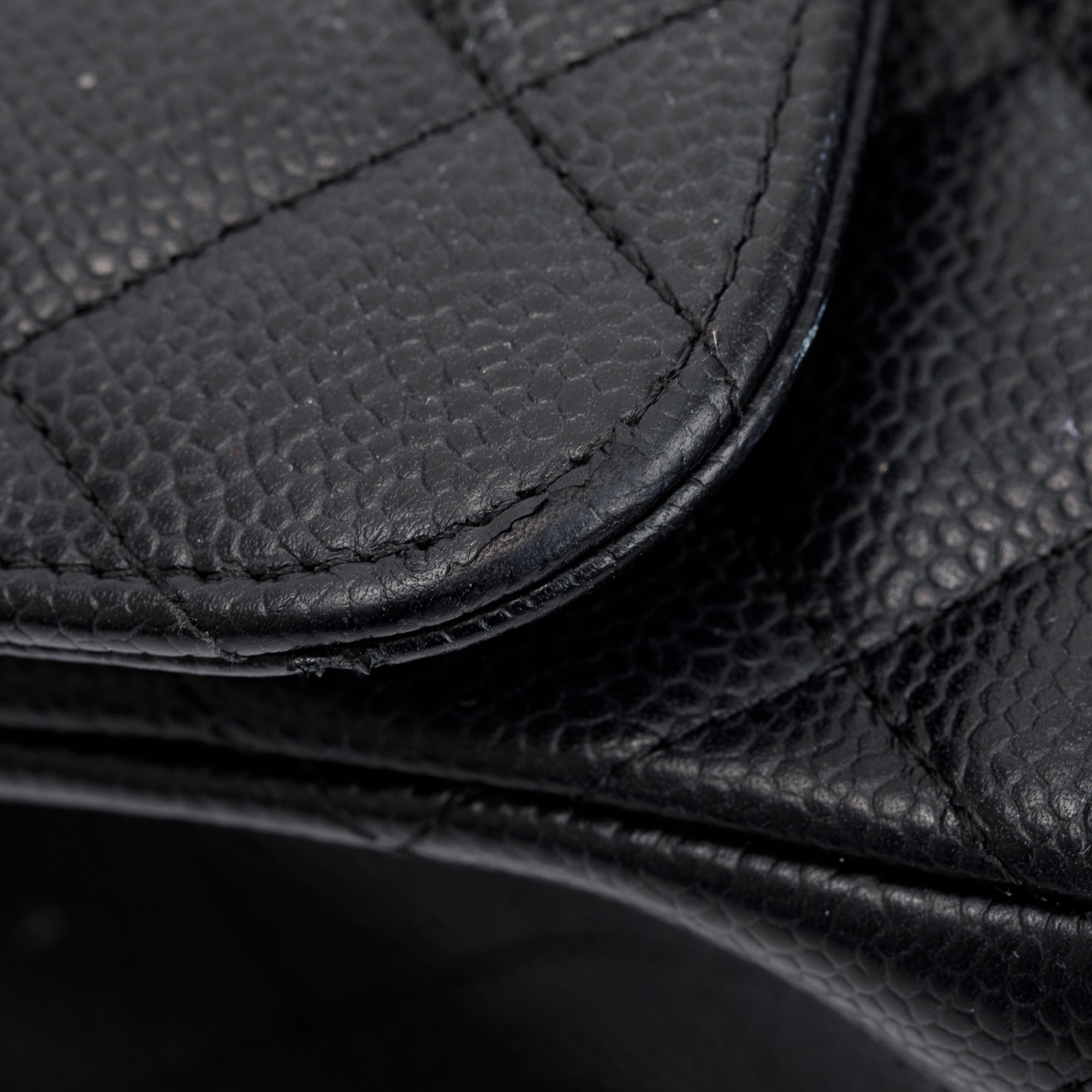 Chanel Black Caviar Leather Classic Jumbo Double Flap Bag w/ Box, Authenticity Card & Receipt