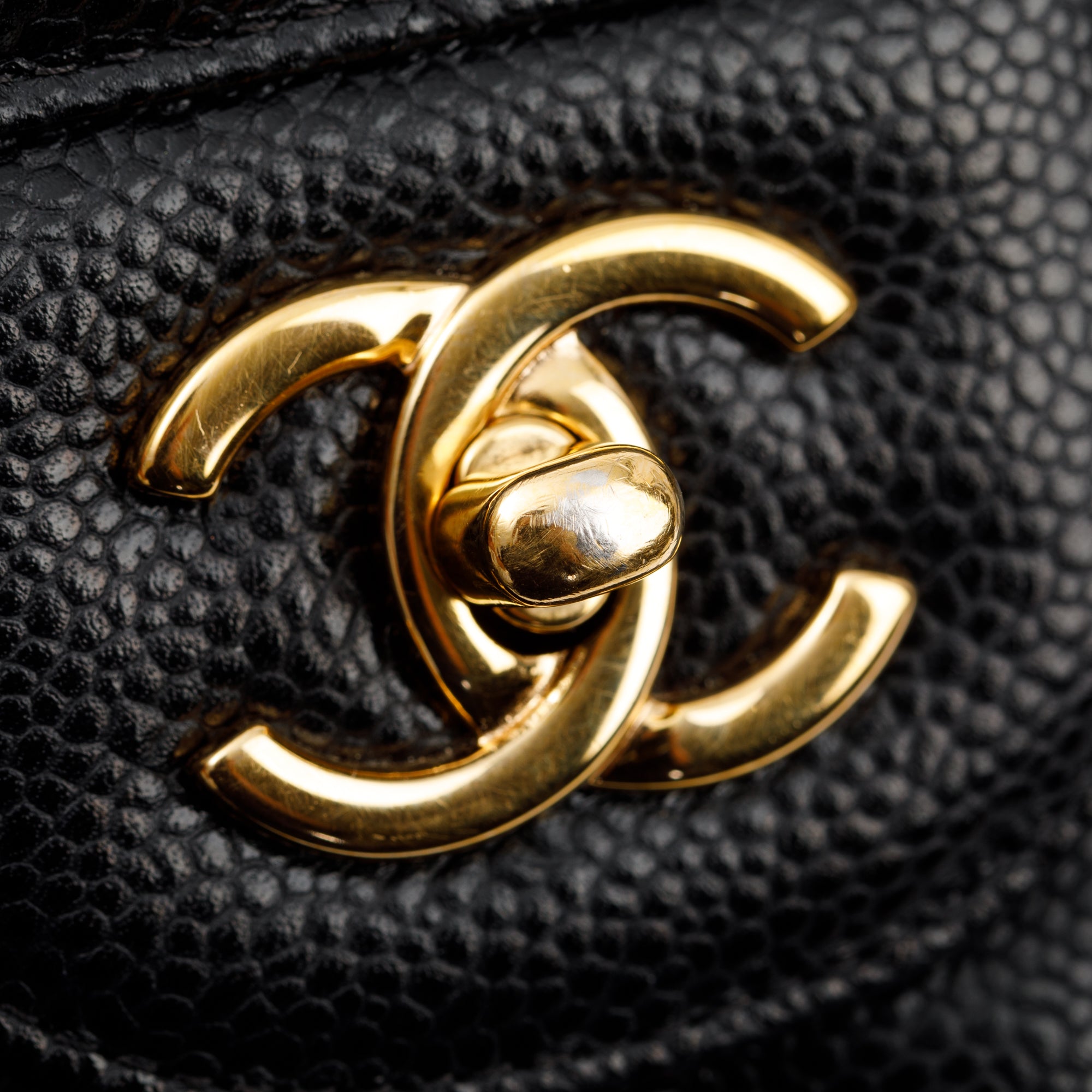 Chanel Black Caviar Leather Classic Jumbo Double Flap Bag w/ Box, Receipt & Authenticity Card