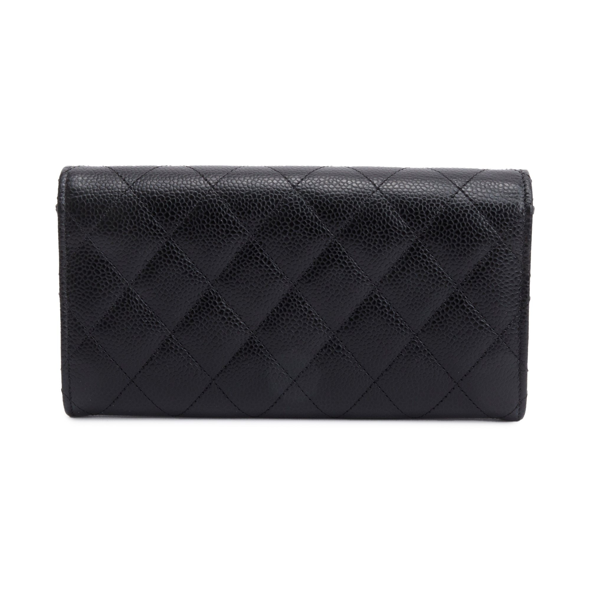 Chanel Black Caviar Leather Classic Long Flap Wallet w/ Box & Receipt
