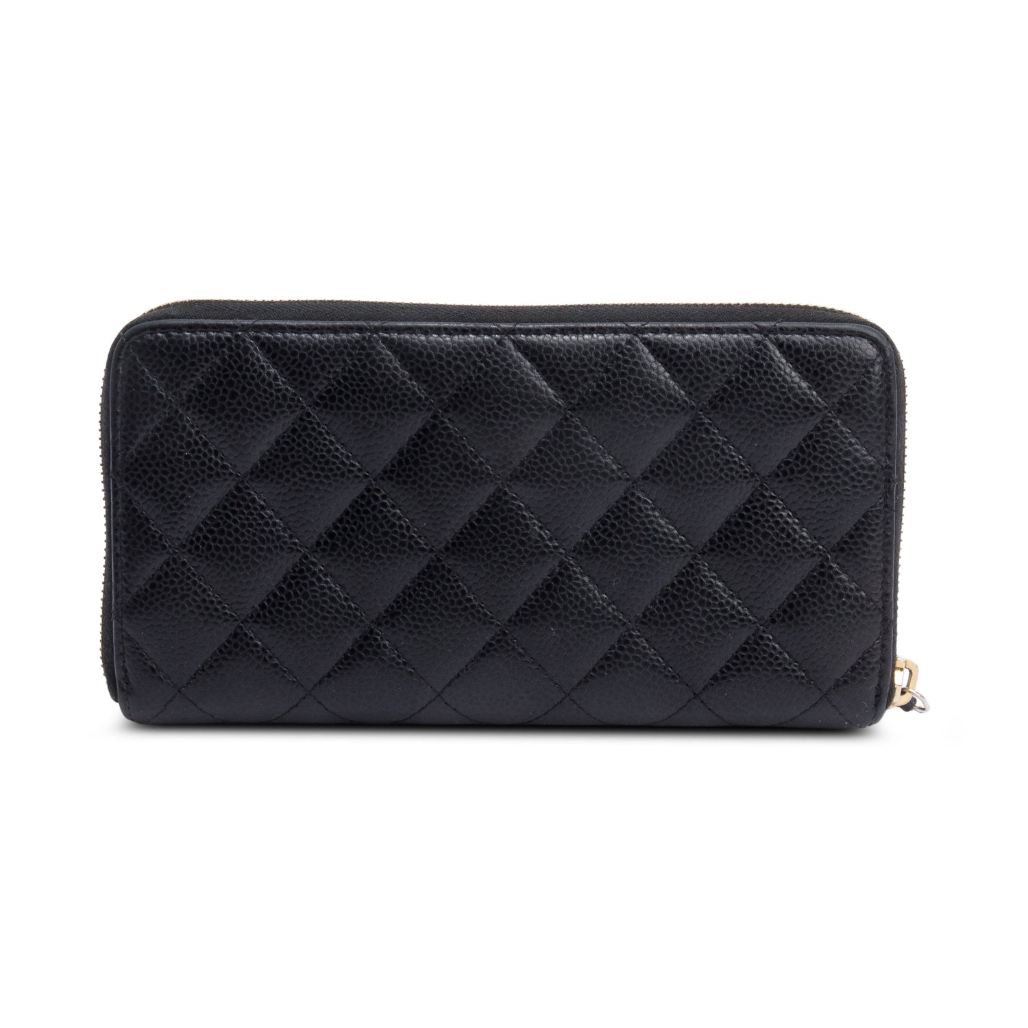 Chanel Black Caviar Leather Classic Long Zipped Wallet w/ Authenticity Card