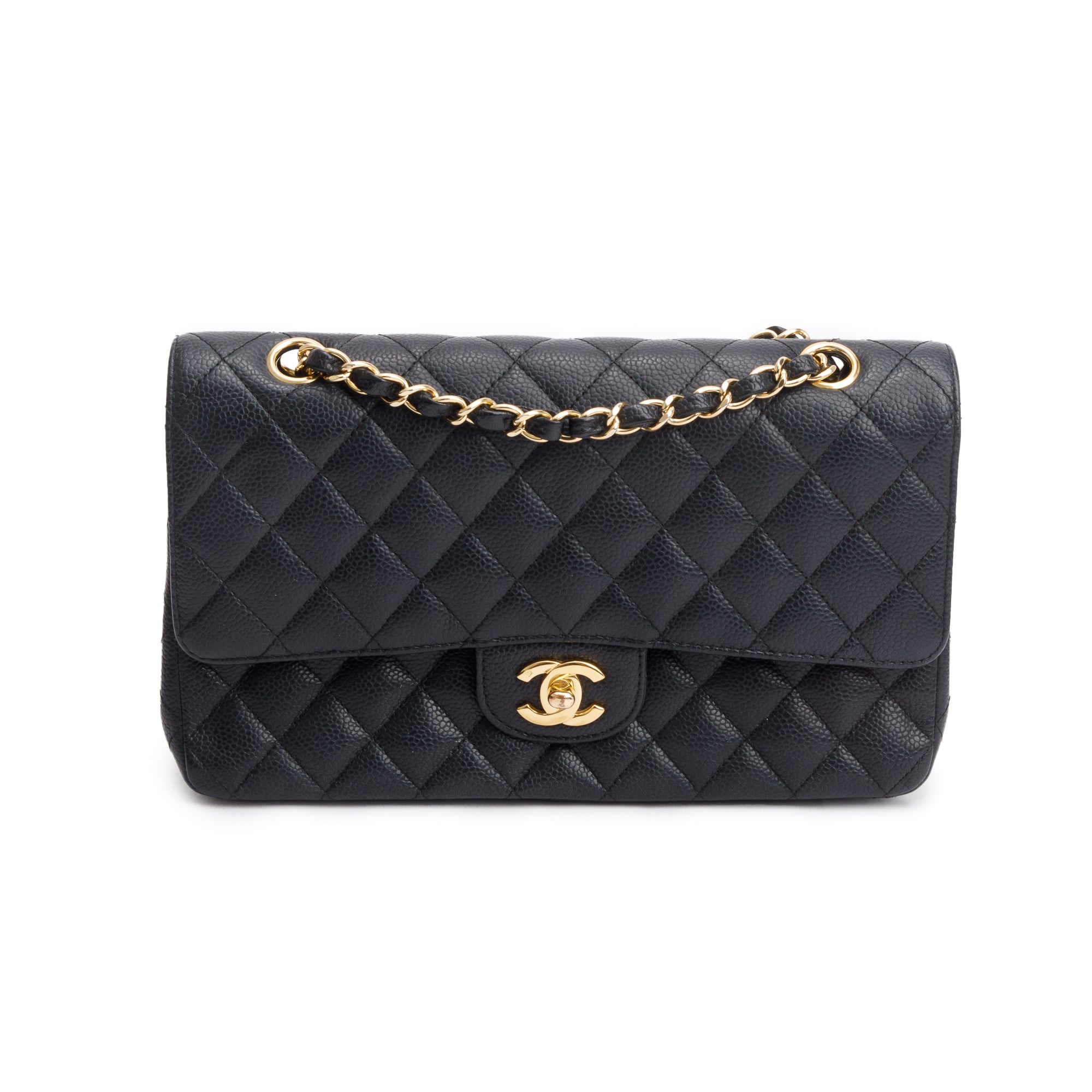 Chanel Black Caviar Leather Classic Medium Double Flap Bag