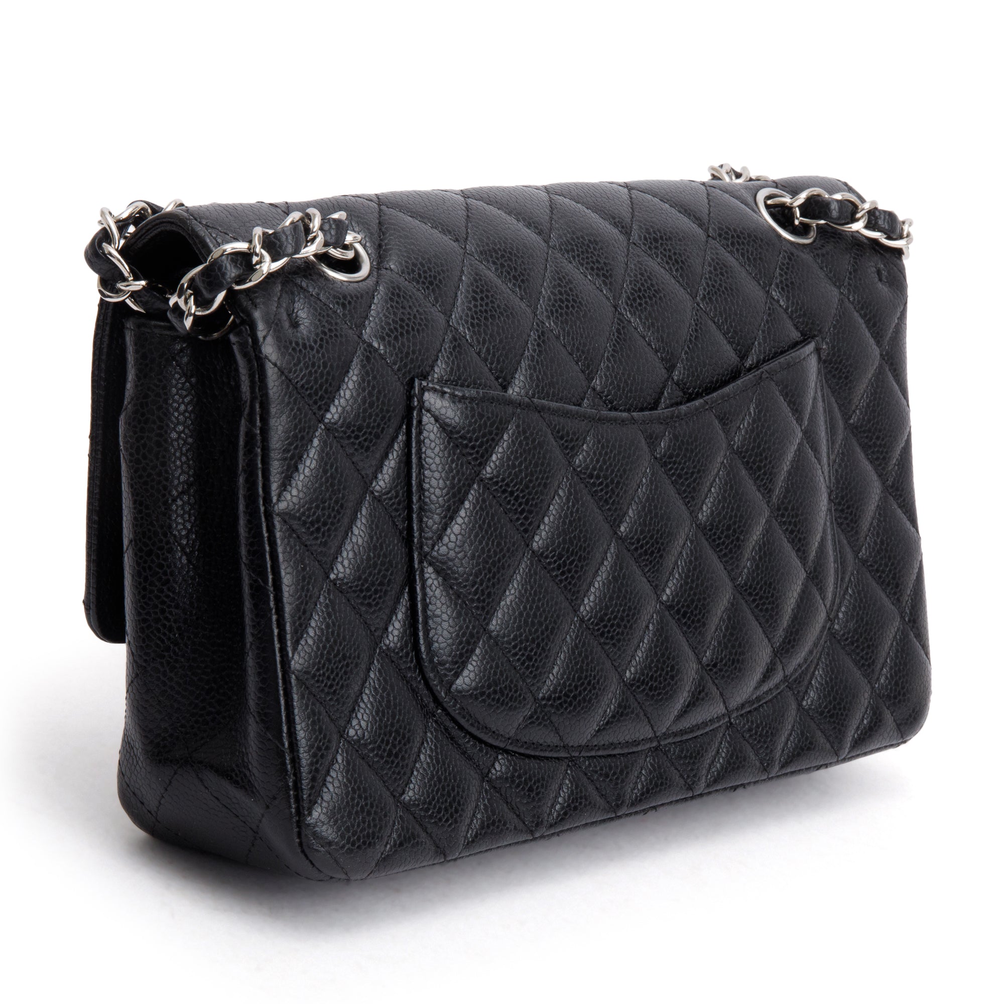 Chanel Black Caviar Leather Classic Medium Double Flap Bag