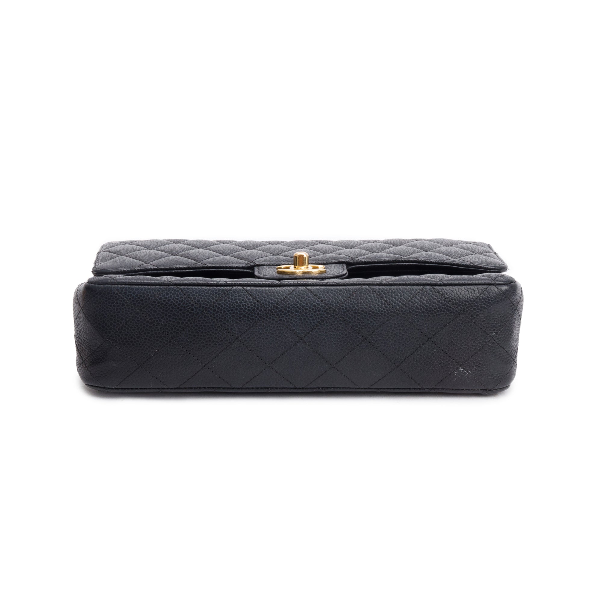 Chanel Black Caviar Leather Classic Medium Double Flap Bag