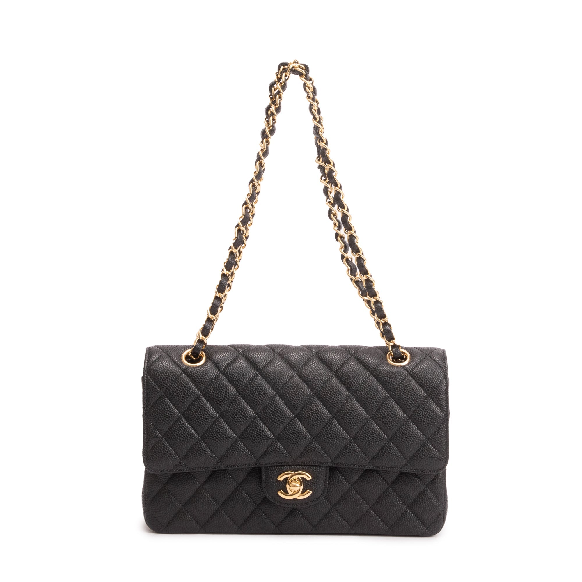 Chanel Black Caviar Leather Classic Medium Double Flap Bag w/ Box & Authenticity Card