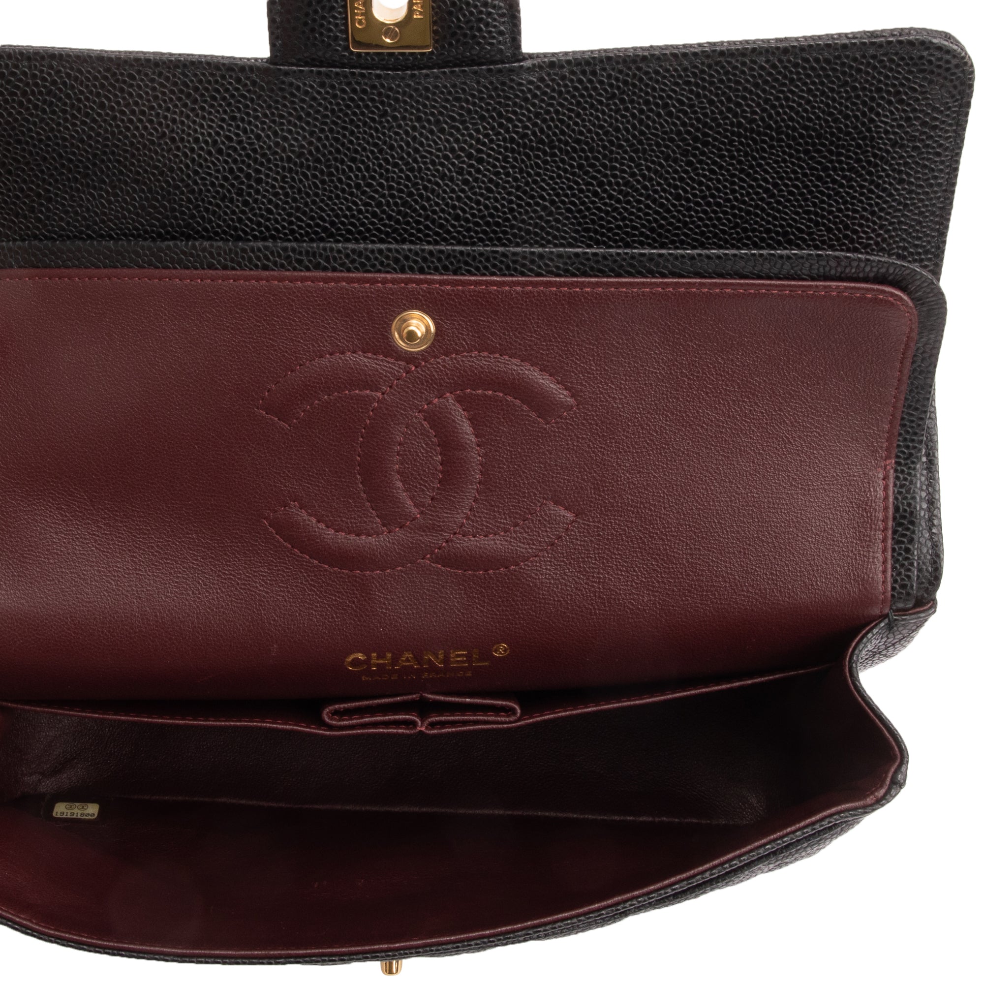 Chanel Black Caviar Leather Classic Medium Double Flap Bag w/ Box & Authenticity Card