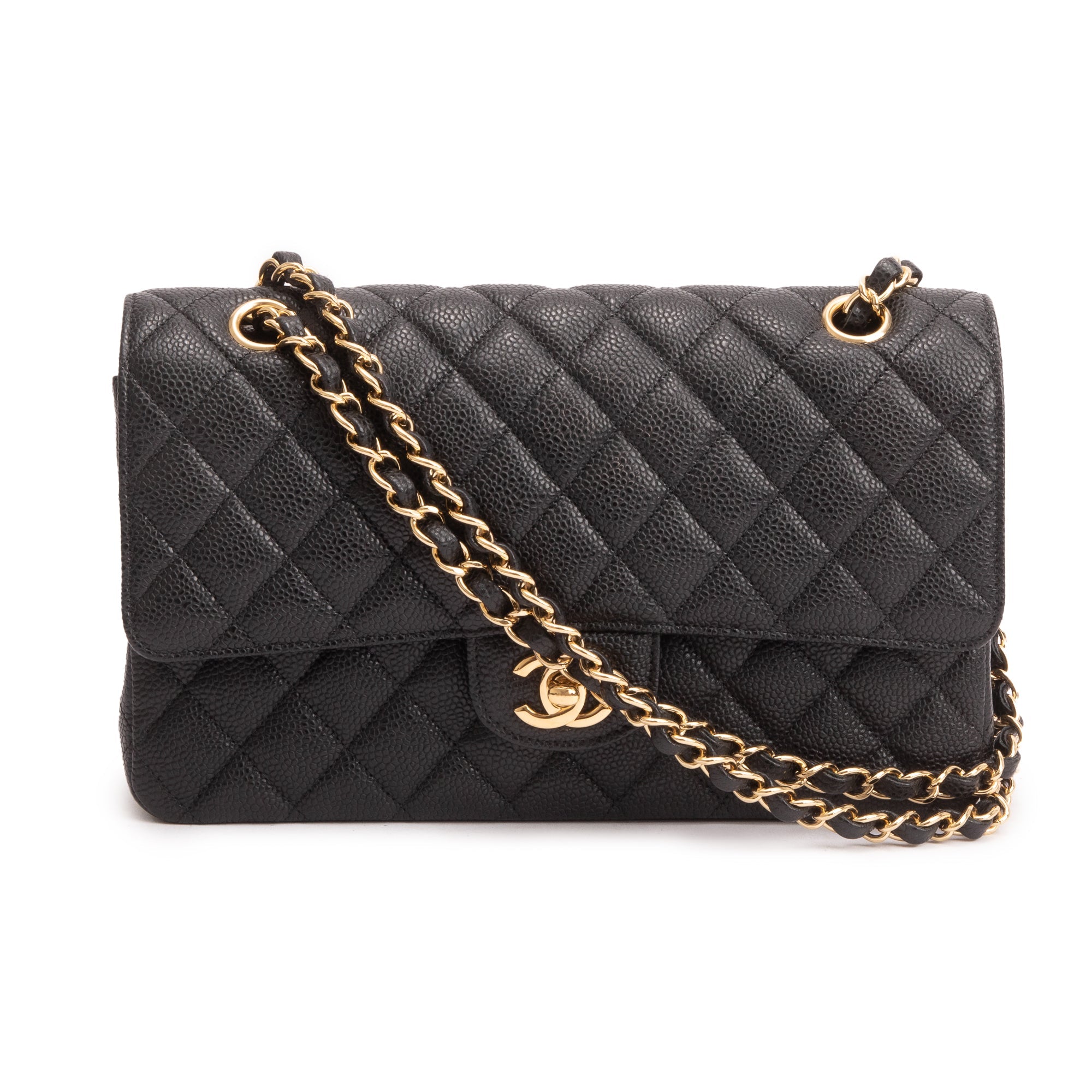 Chanel Black Caviar Leather Classic Medium Double Flap Bag w/ Box & Authenticity Card