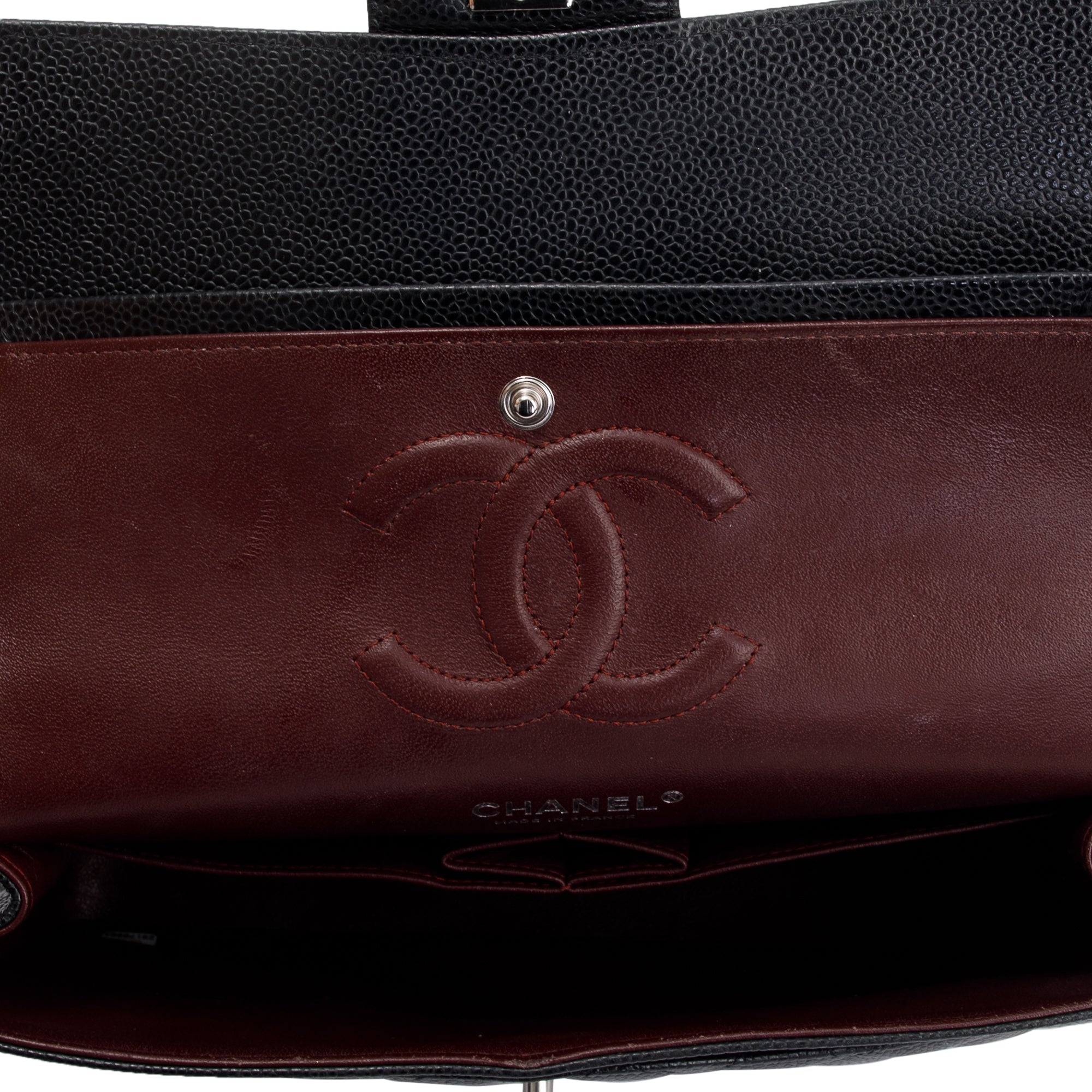 Chanel Black Caviar Leather Classic Medium Double Flap Bag w/ Box, Receipt & Authenticity Card