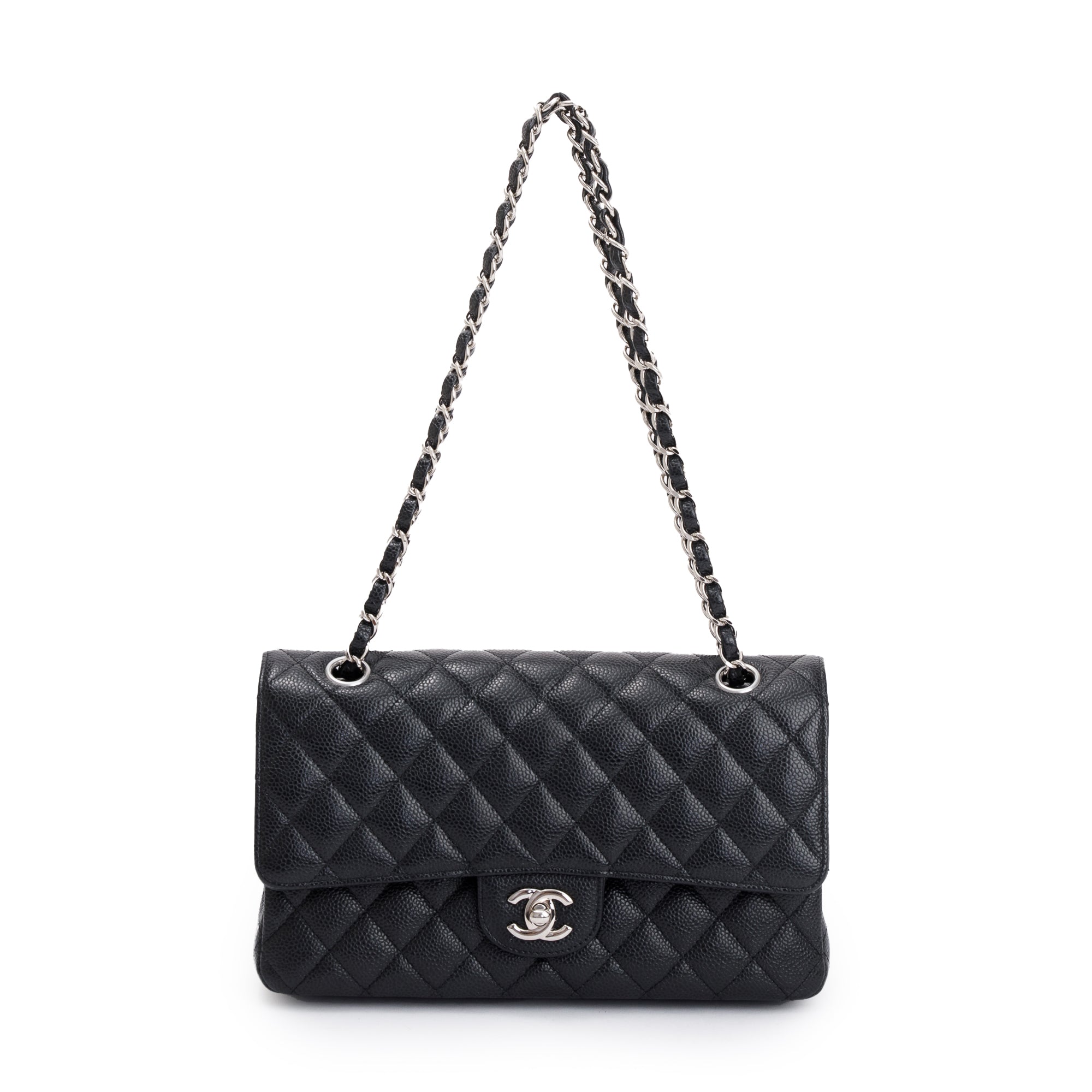 Chanel Black Caviar Leather Classic Medium Double Flap Bag w/ Box, Receipt & Authenticity Card