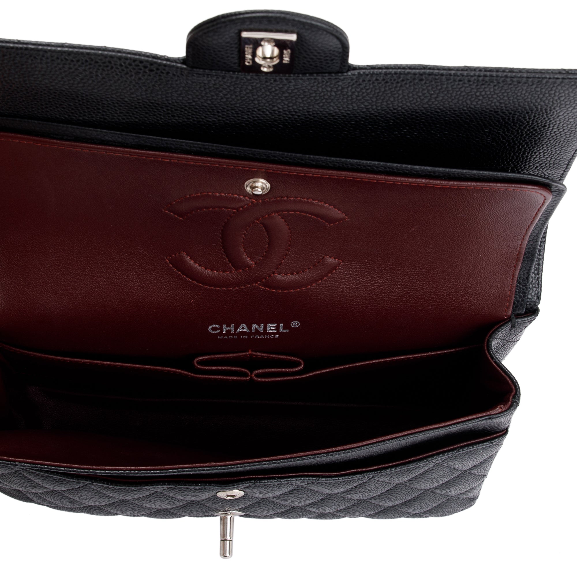 Chanel Black Caviar Leather Classic Medium Double Flap Bag w/ Box, Receipt & Authenticity Card