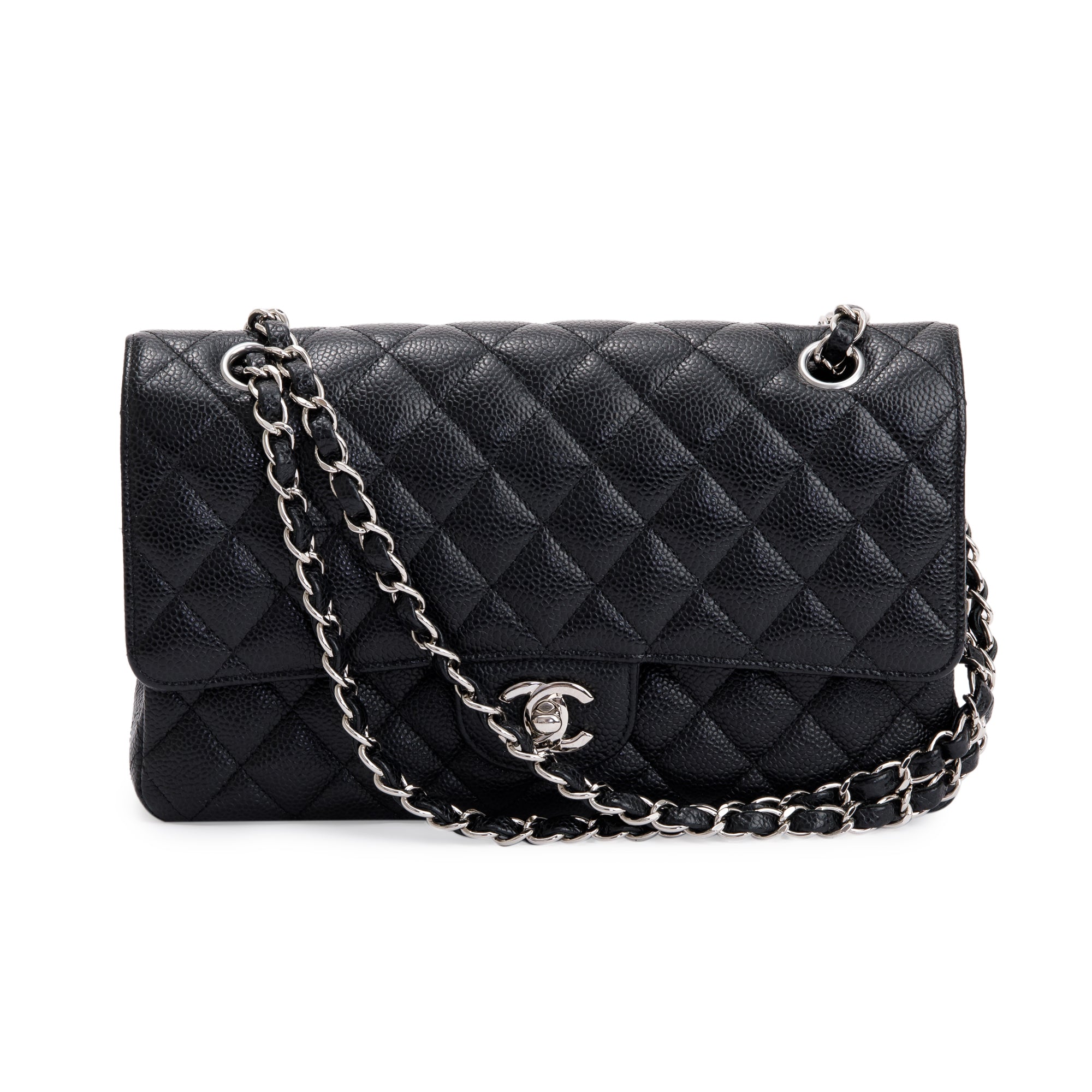 Chanel Black Caviar Leather Classic Medium Double Flap Bag w/ Box, Receipt & Authenticity Card