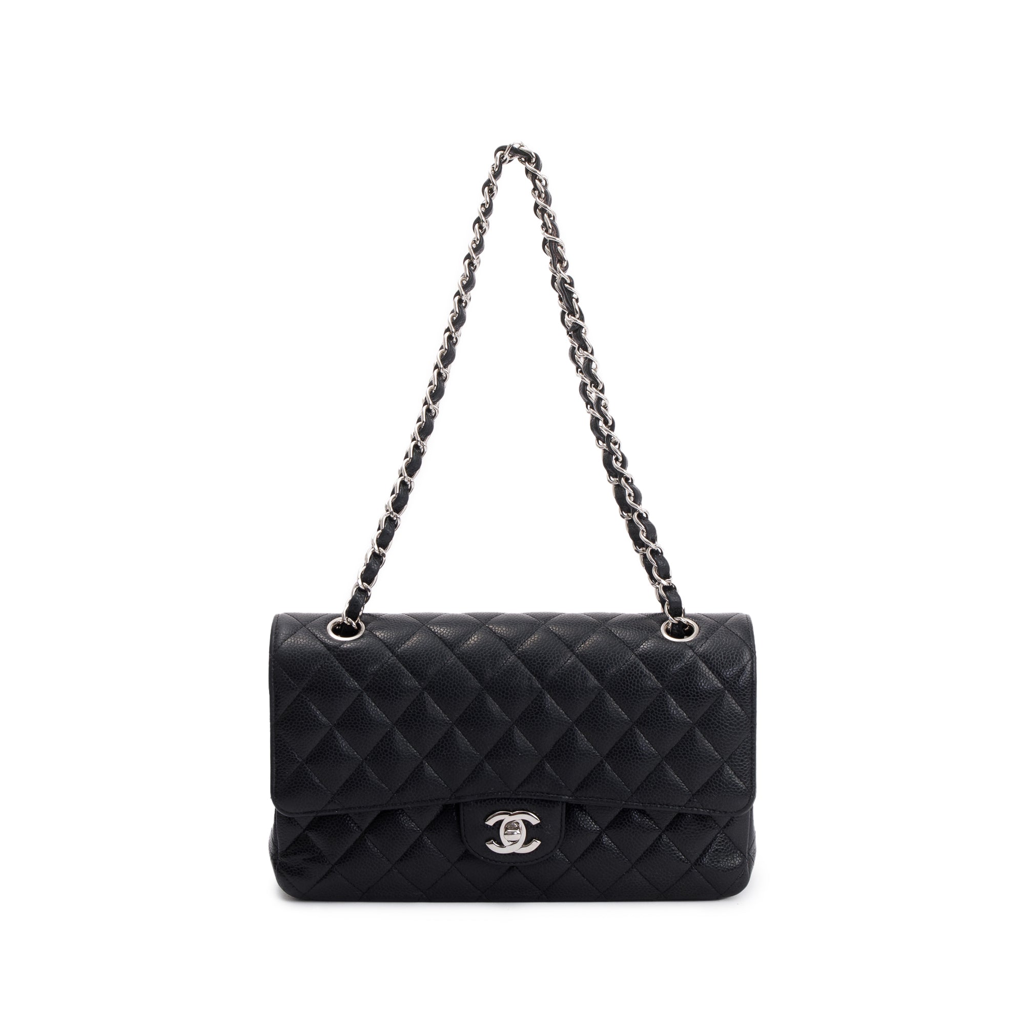 Chanel Black Caviar Leather Classic Medium Double Flap Bag w/ Box, Receipt & Authenticity Card