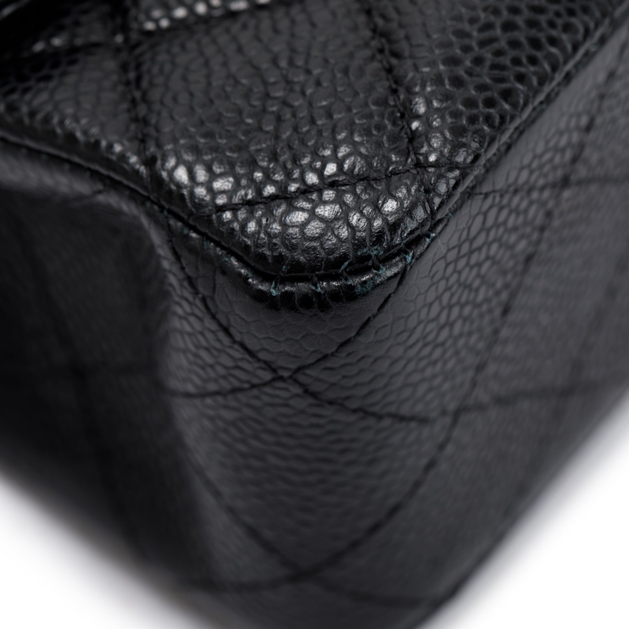 Chanel Black Caviar Leather Classic Medium Double Flap Bag w/ Receipt & Authenticity Card