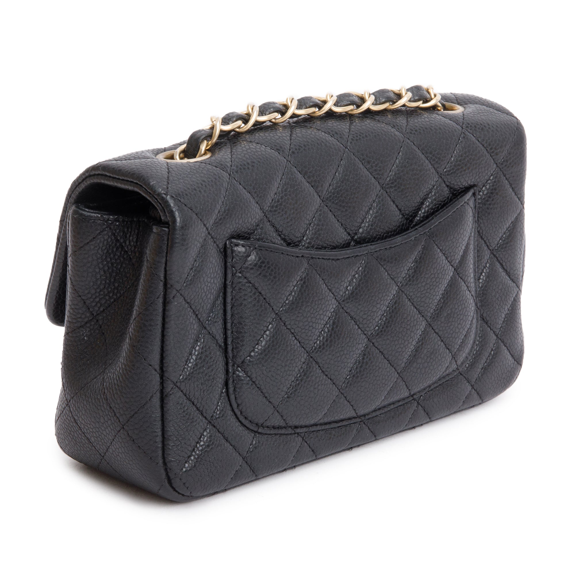 Chanel Black Caviar Leather Classic Mini Rectangular Flap Bag