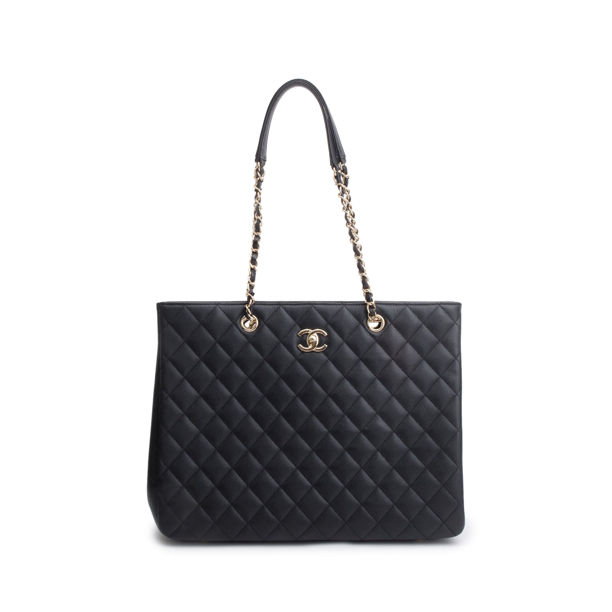 Chanel Black Caviar Leather Classic Timeless Large Shopping Tote w/ Receipt & Authenticity Card