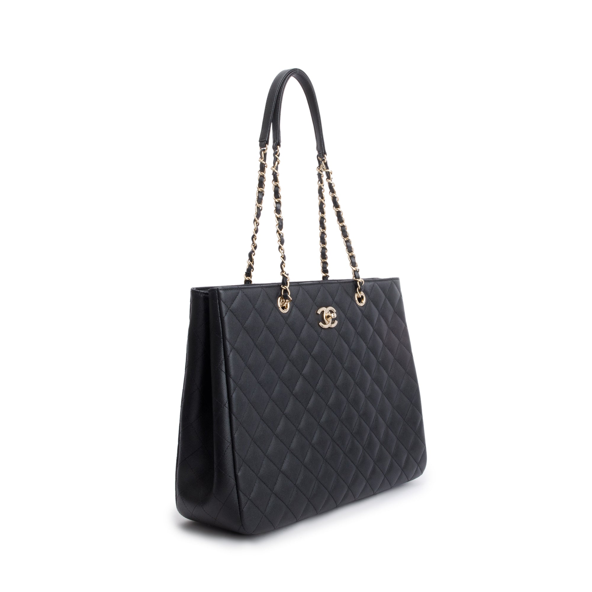 Chanel Black Caviar Leather Classic Timeless Large Shopping Tote w/ Receipt & Authenticity Card