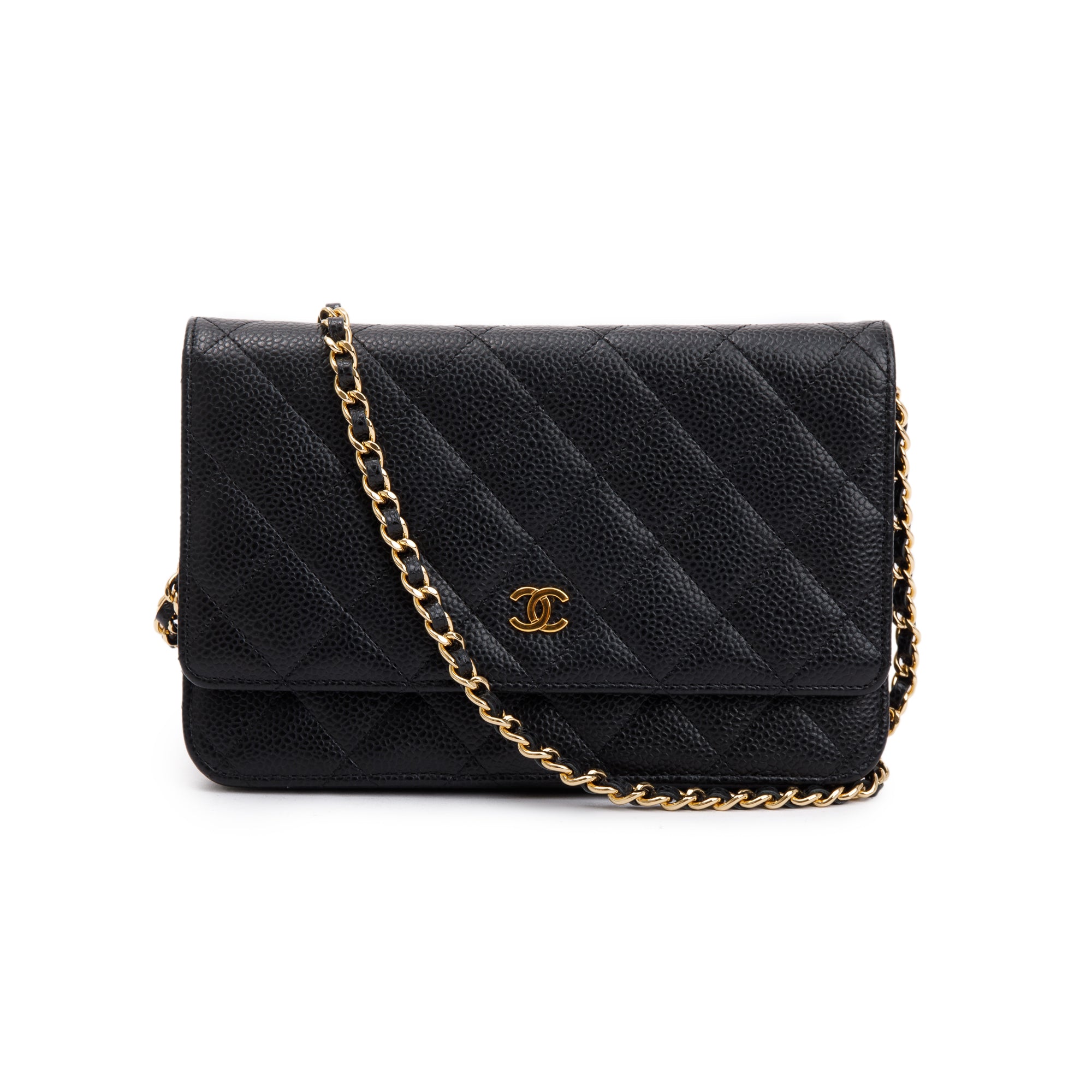 Chanel Black Caviar Leather Classic Wallet on Chain w/ Box & Authenticity Card