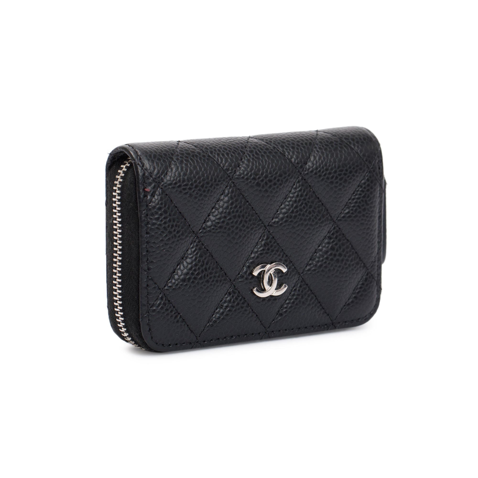 Chanel Black Caviar Leather Classic Zipped Coin Purse w/ Box & Authenticity Card