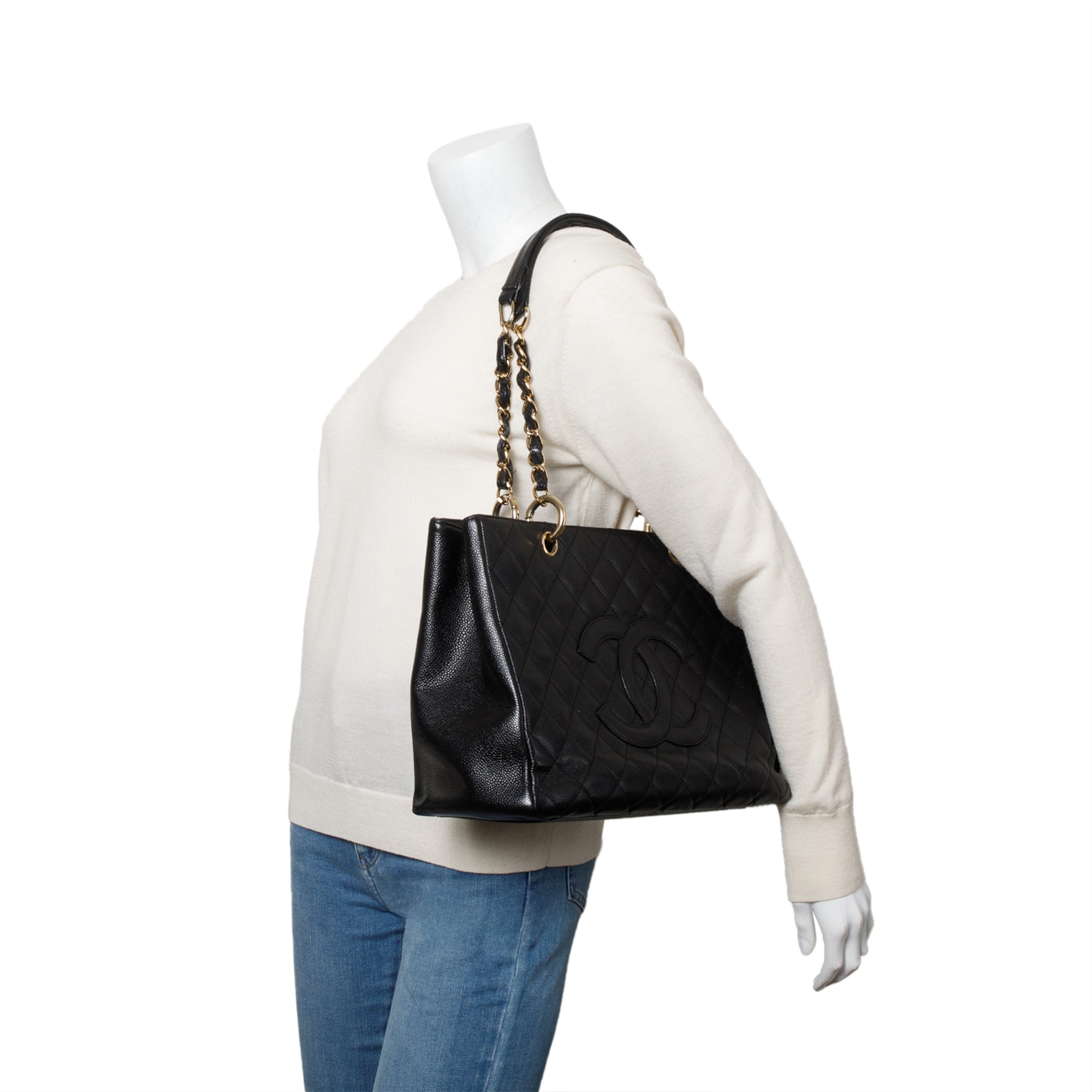 Chanel Black Caviar Leather Grand Shopping Tote (GST)