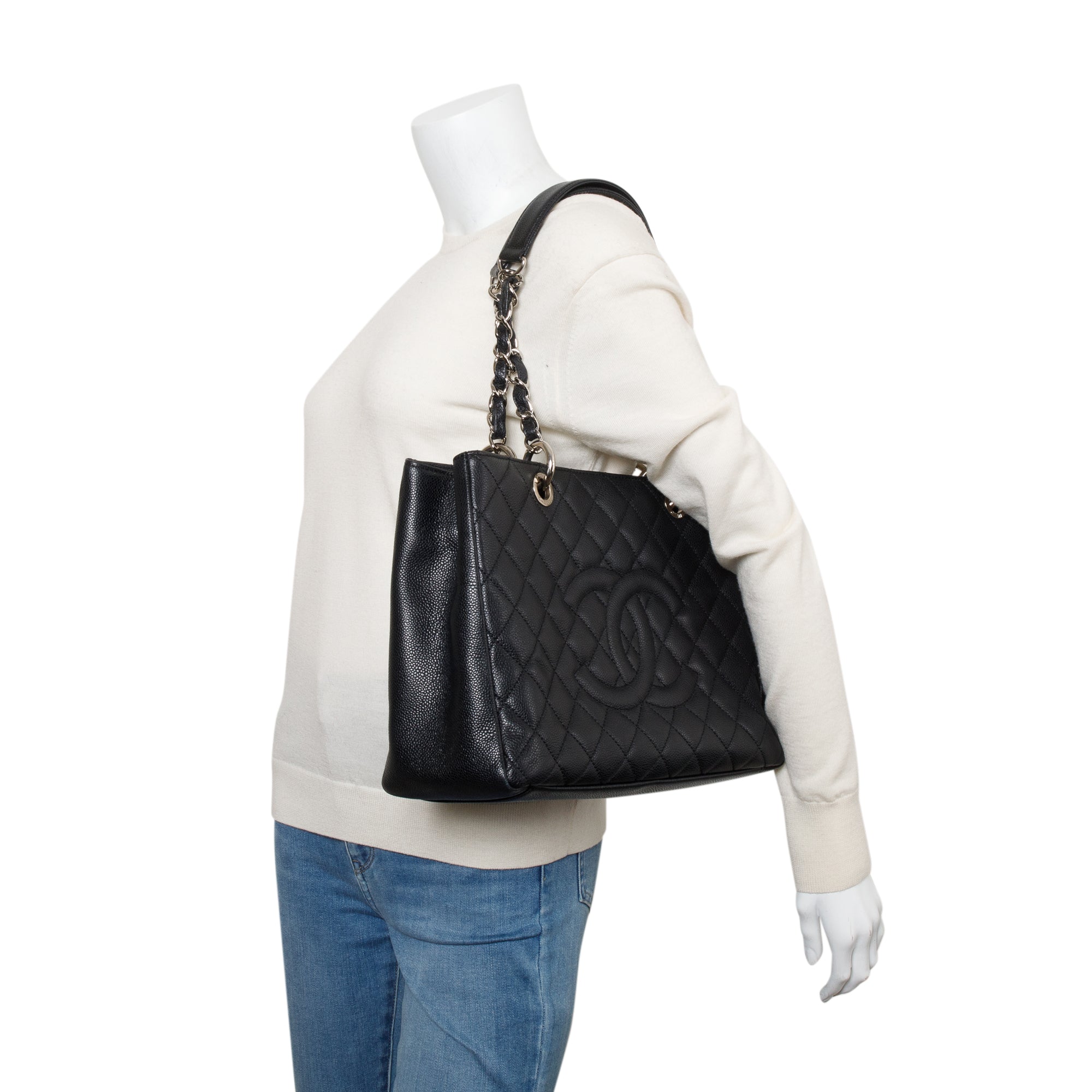 Chanel Black Caviar Leather Grand Shopping Tote (GST)