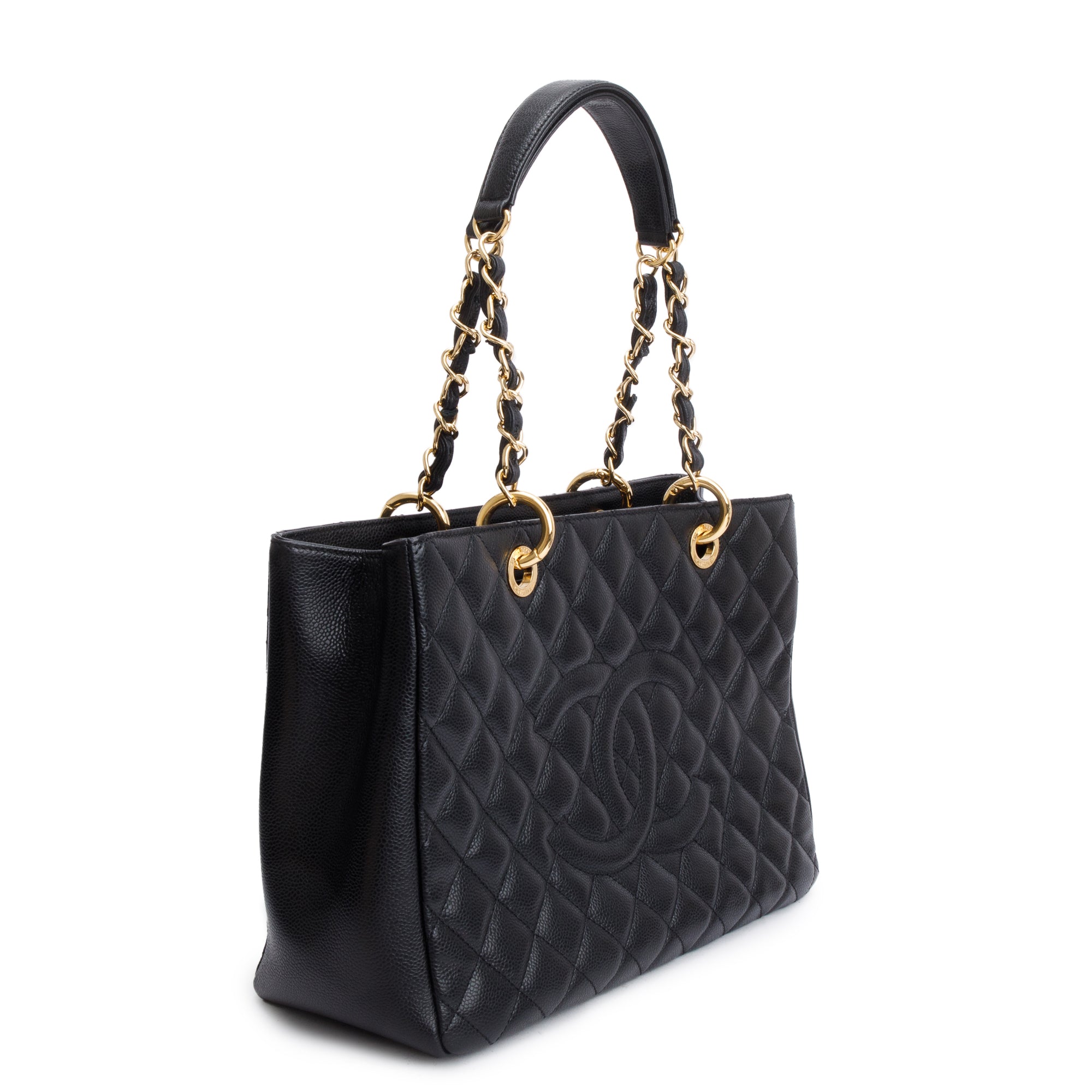 Chanel Black Caviar Leather Grand Shopping Tote (GST) w/ Authenticity Card