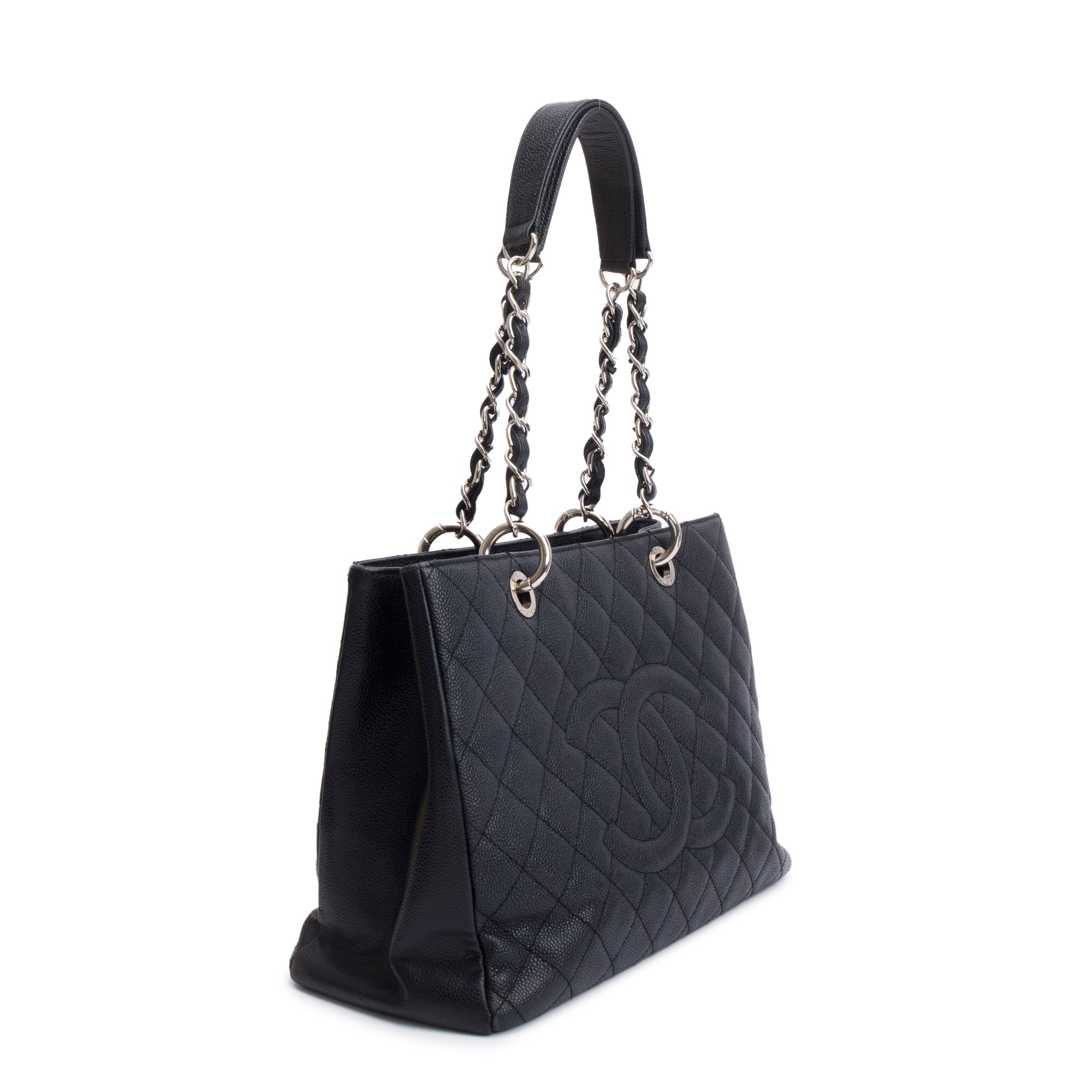 Chanel Black Caviar Leather Grand Shopping Tote (GST) w/ Authenticity Card