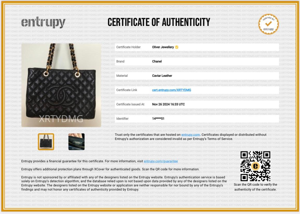 Chanel Black Caviar Leather Grand Shopping Tote (GST) w/ Authenticity Card & Receipt