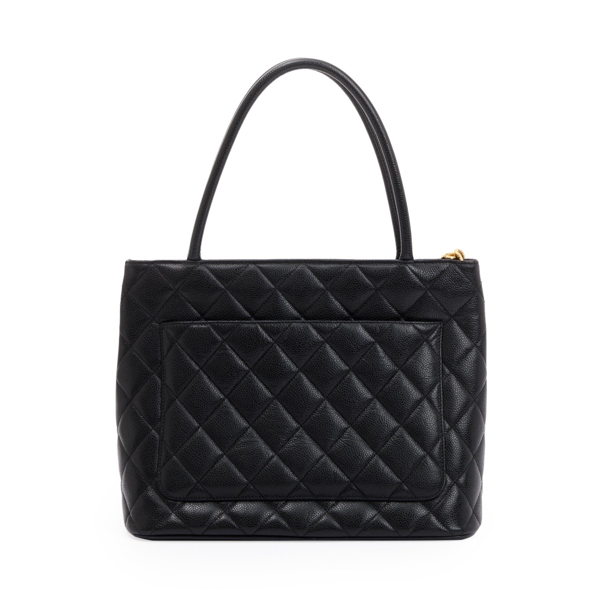 Chanel Black Caviar Leather Medallion Tote w/ Authenticity Card