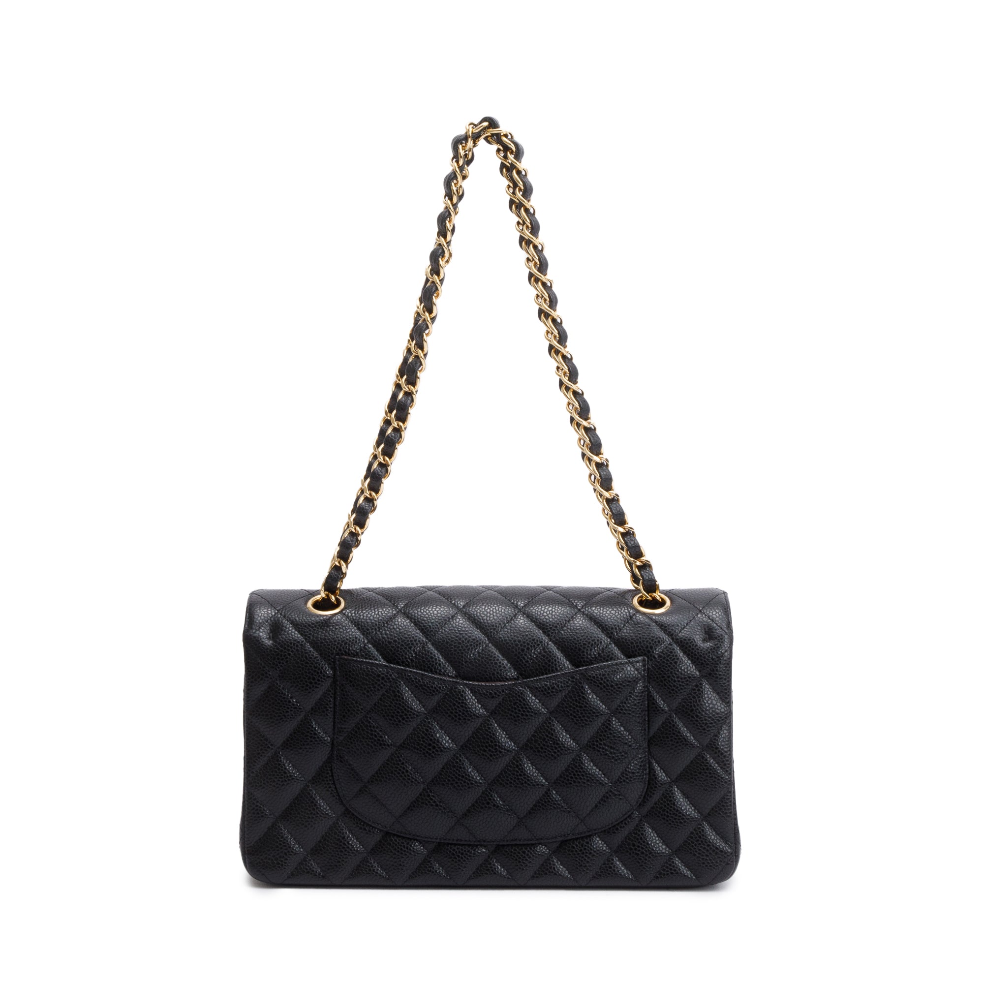 Chanel Black Caviar Leather Medium Classic Double Classic Flap Bag w/ Box