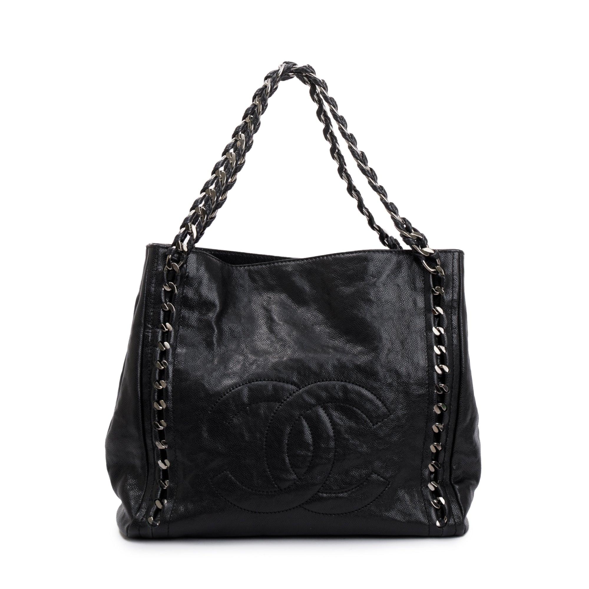 Chanel Black Caviar Leather Modern Chain Tote