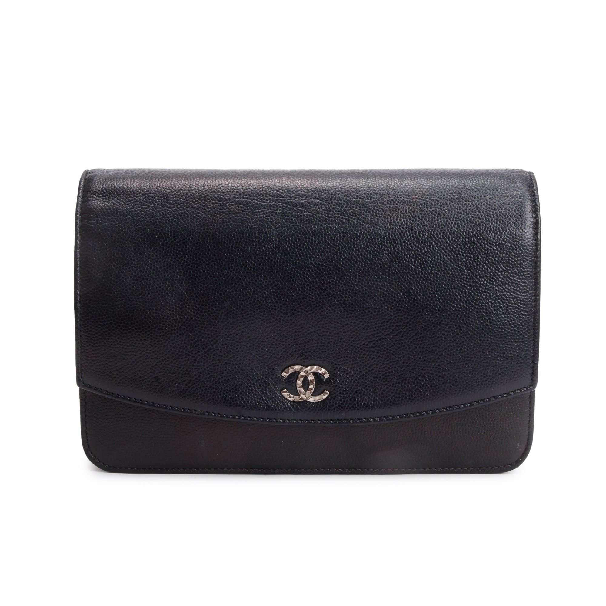 Chanel Black Caviar Leather Sevruga Wallet on Chain w/ Box & Authenticity Card