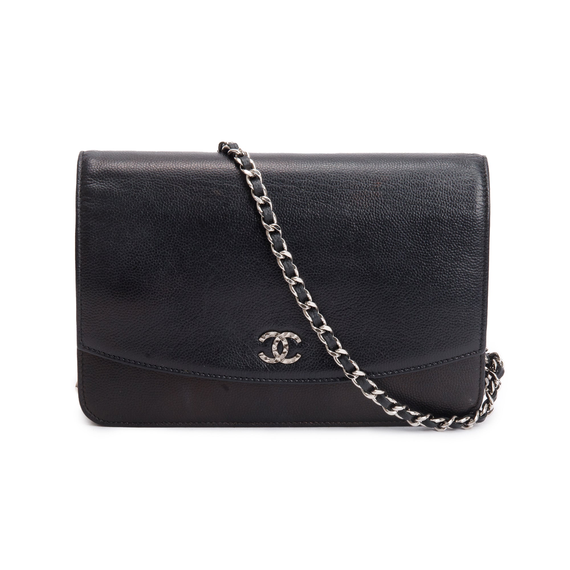 Chanel Black Caviar Leather Sevruga Wallet on Chain w/ Box & Authenticity Card