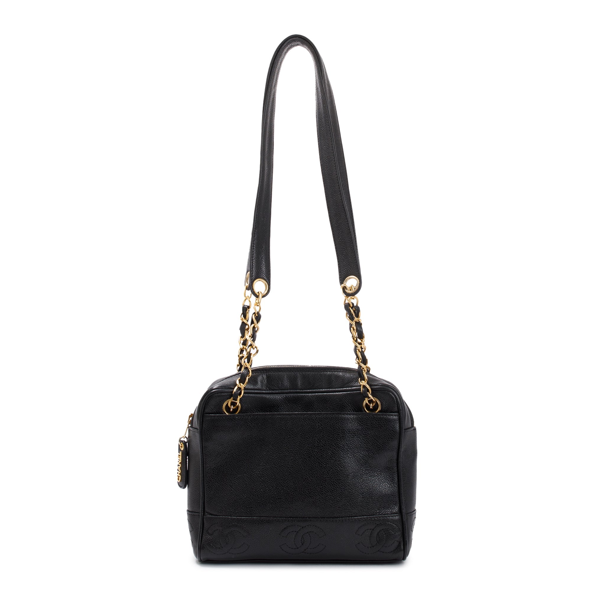 Chanel Black Caviar Leather Small Vintage CC Shoulder Bag