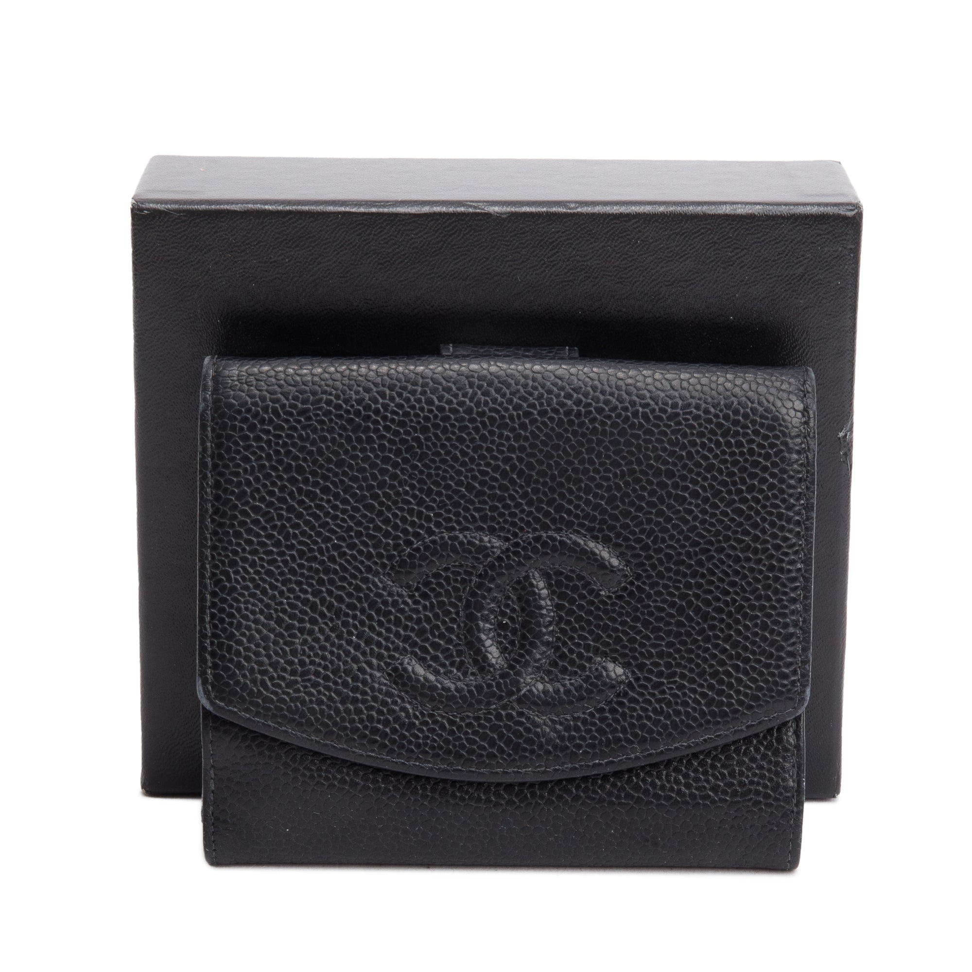 Chanel Black Caviar Leather Timeless Compact Wallet w/ Box & Authenticity card