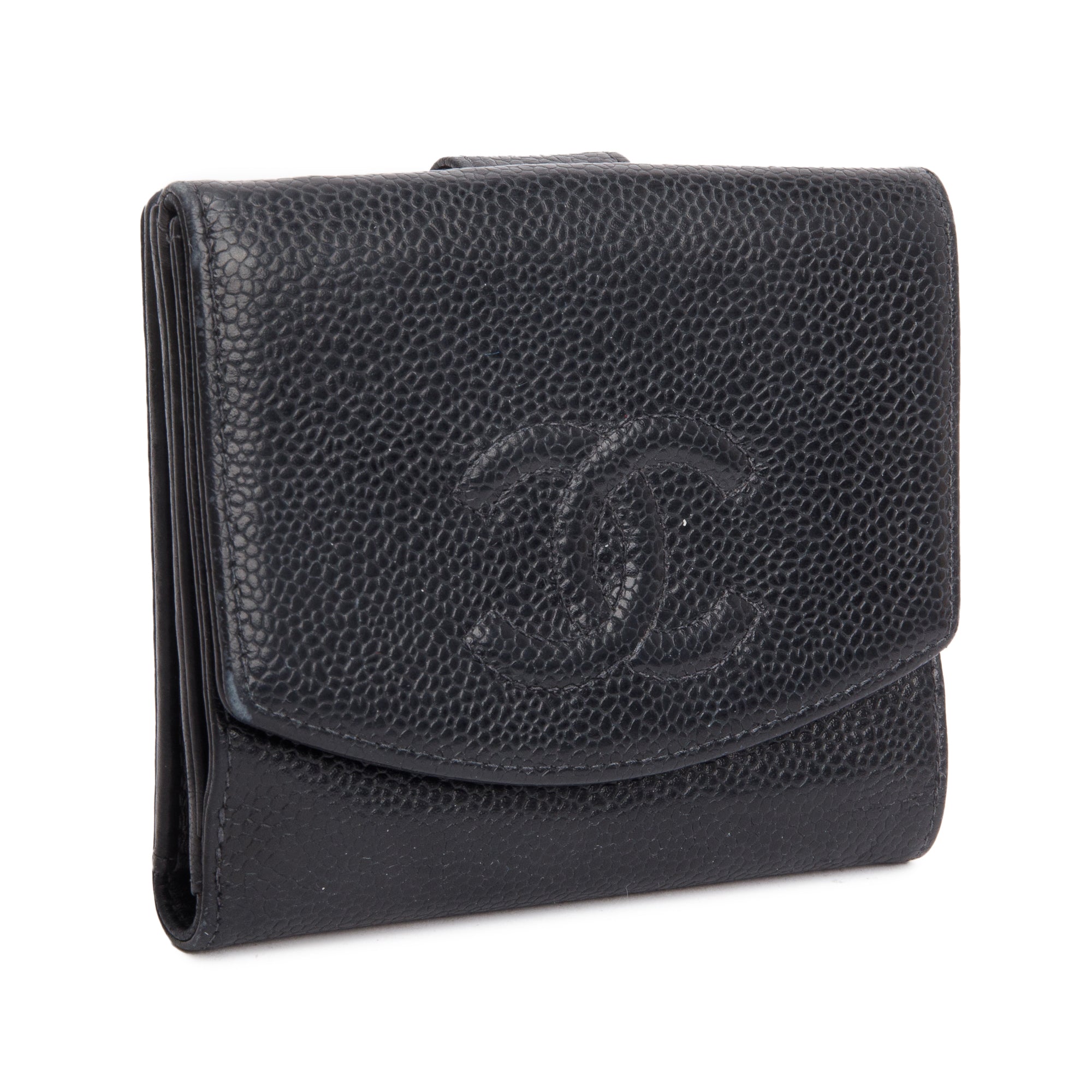 Chanel Black Caviar Leather Timeless Compact Wallet w/ Box & Authenticity card