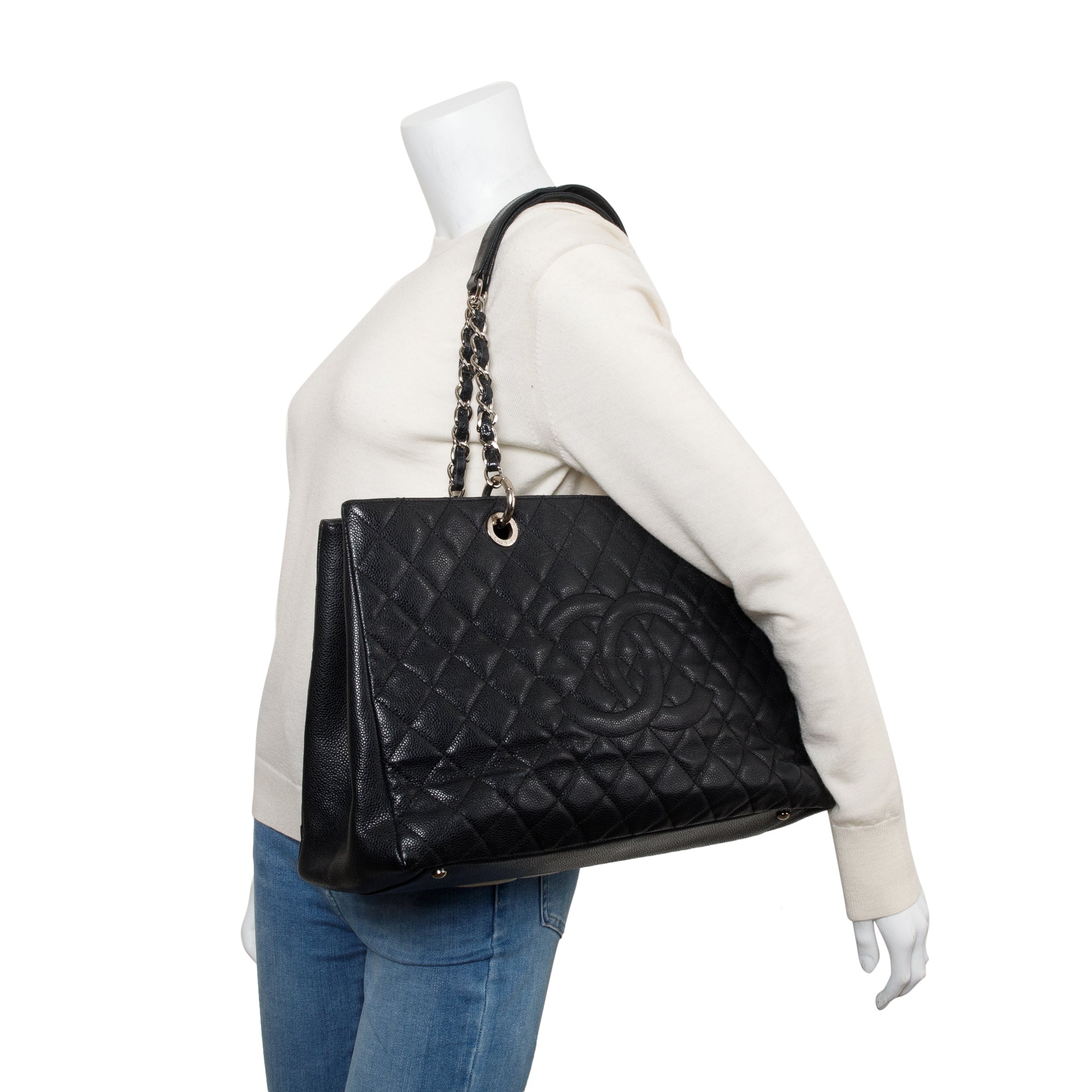 Chanel Black Caviar Leather XL Grand Shopping Tote (GST)