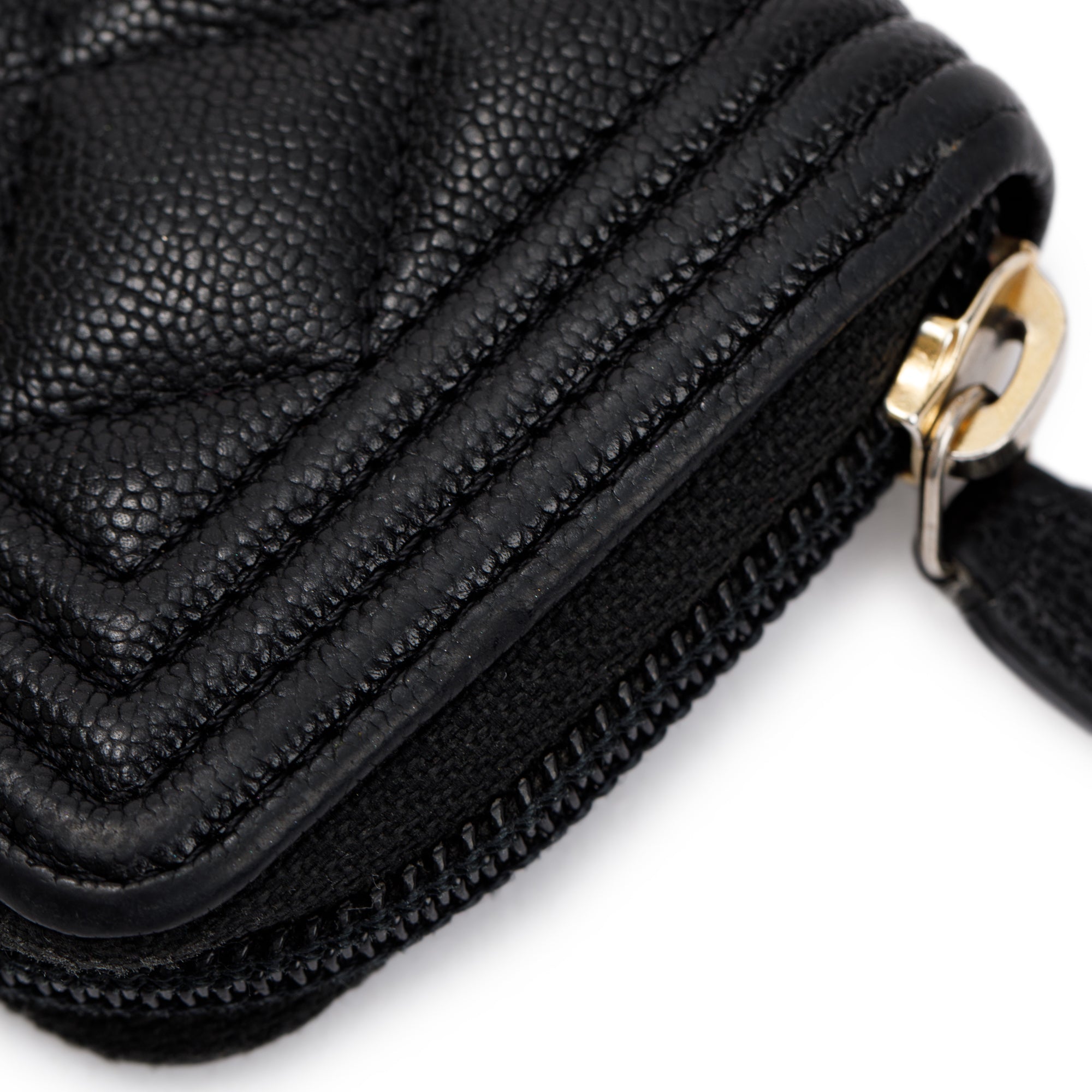 Chanel Black Caviar Leather Zip Around Boy Coin Purse