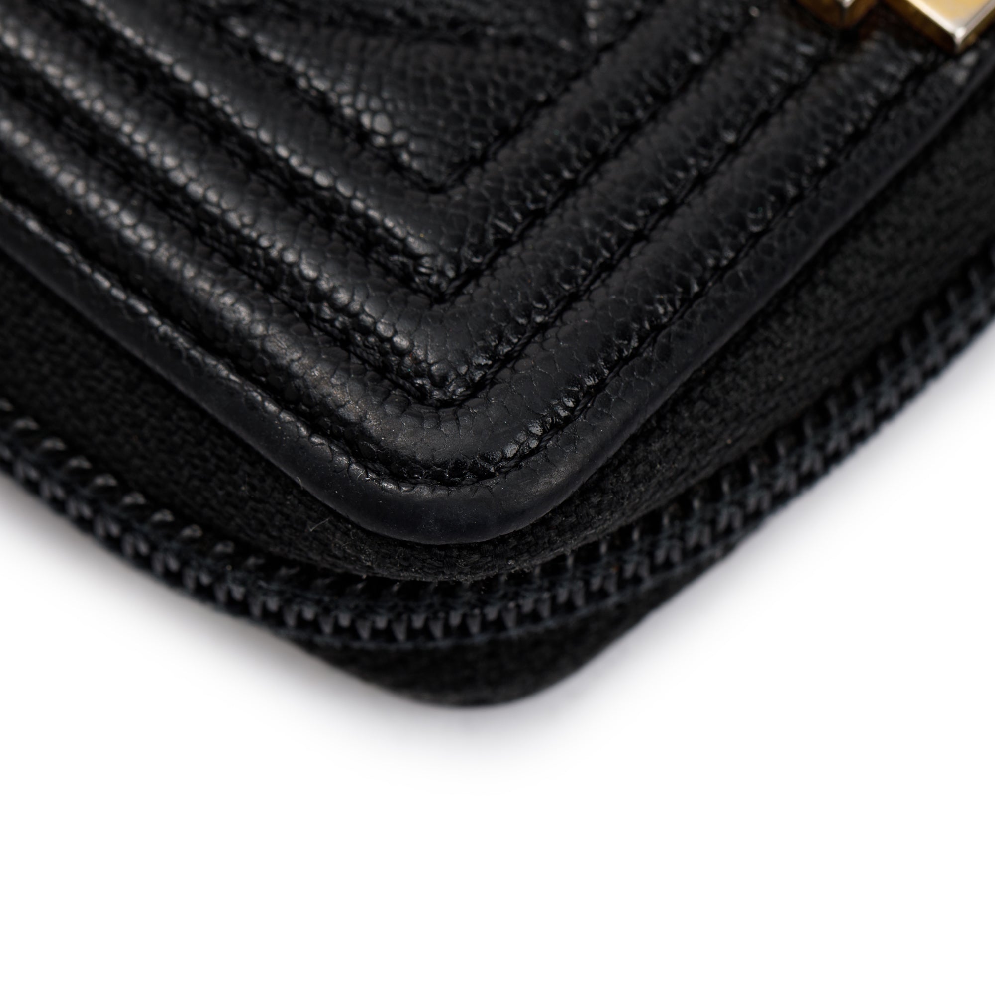 Chanel Black Caviar Leather Zip Around Boy Coin Purse