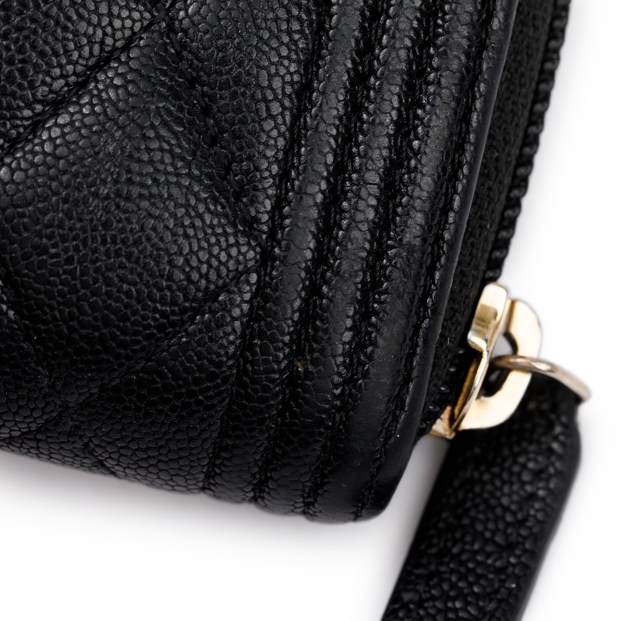 Chanel Black Caviar Leather Zip Around Boy Coin Purse